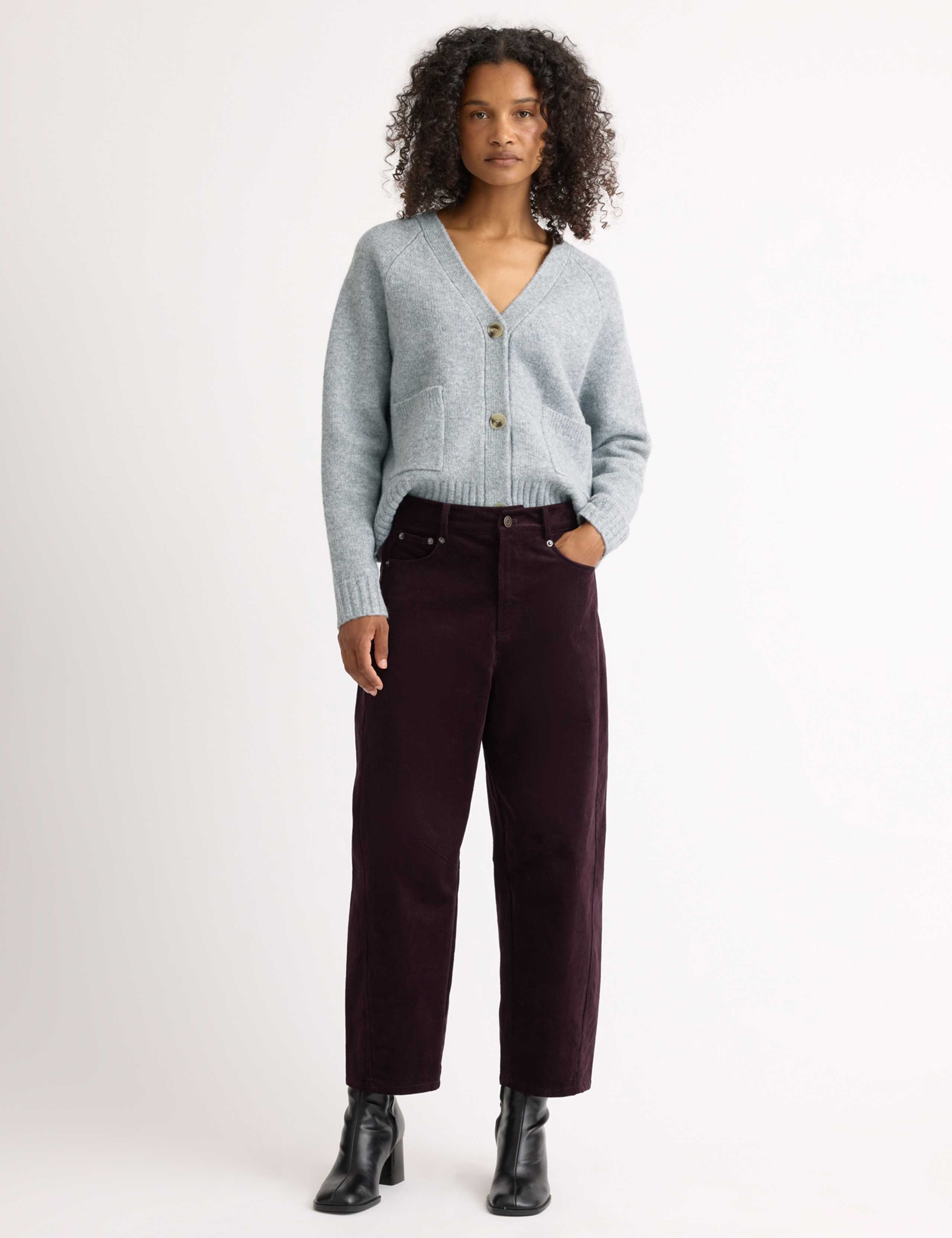 Cord Barrel Leg Ankle Grazer Trousers