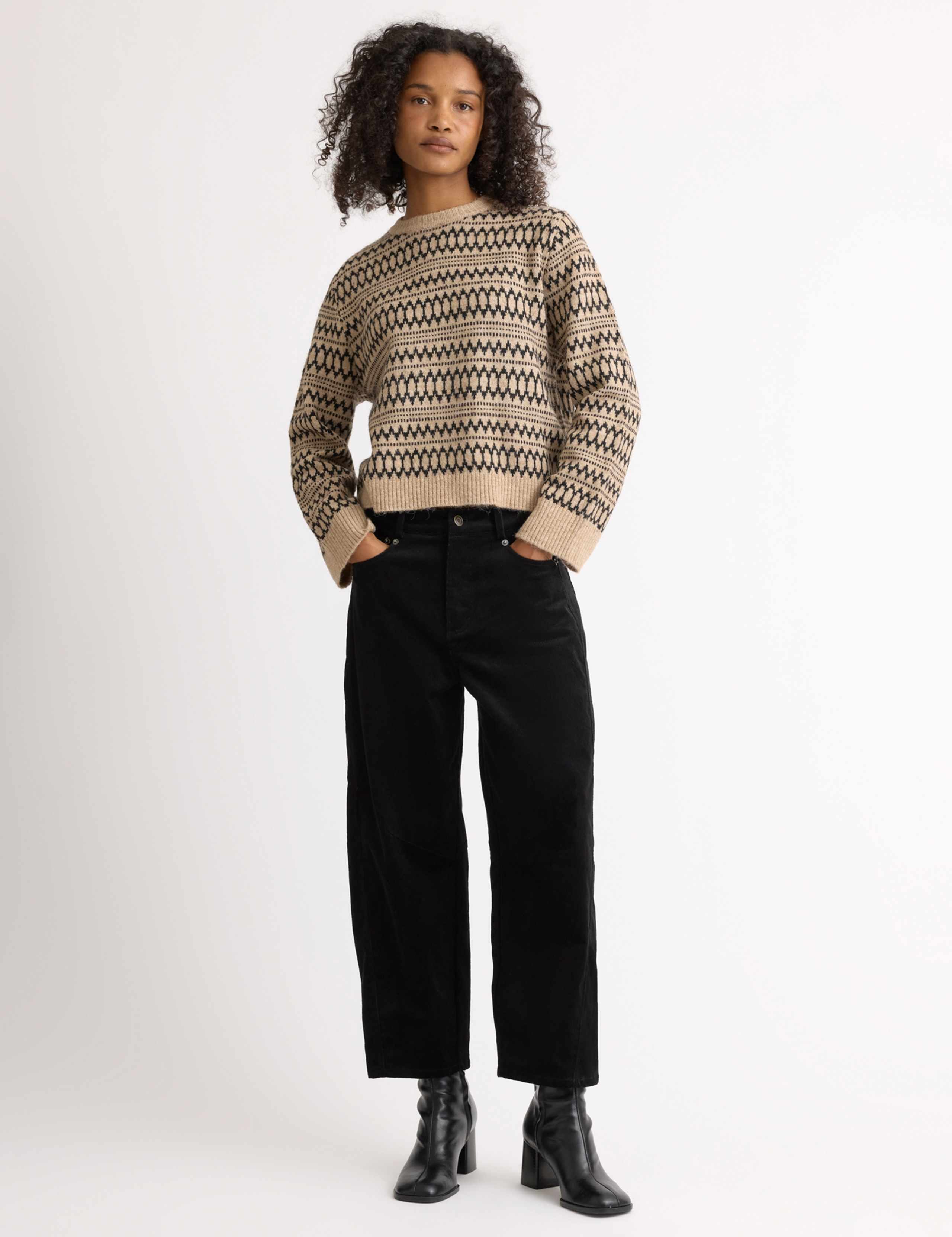 Cord Barrel Leg Ankle Grazer Trousers