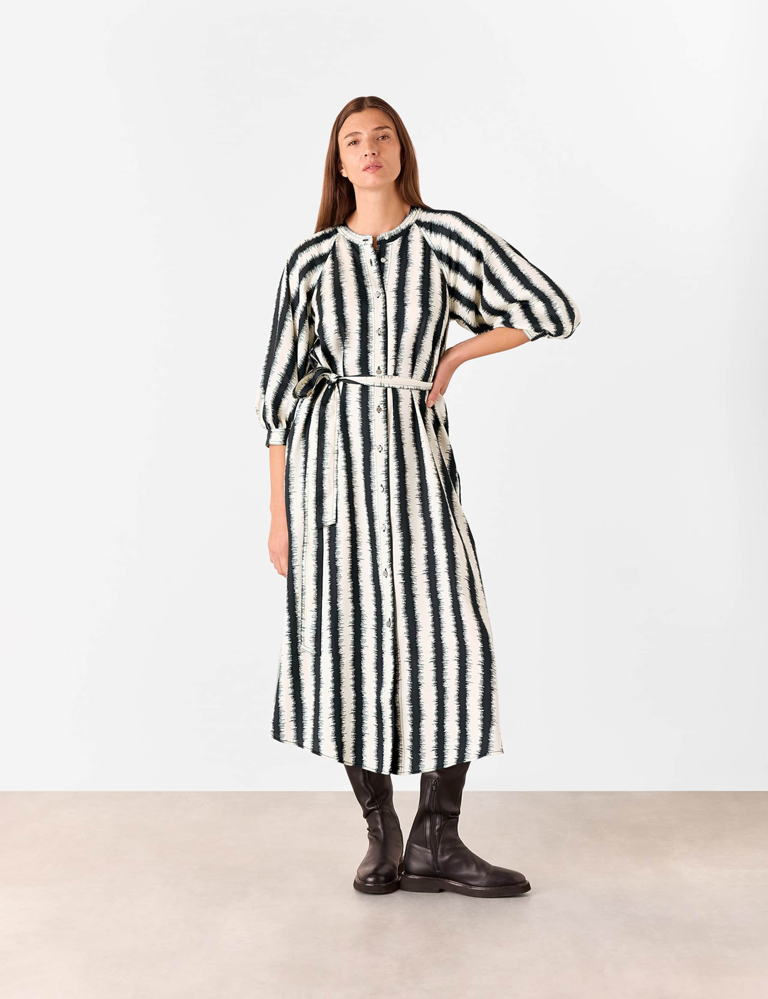 Pure Lyocell Striped Midi Shirt Dress
