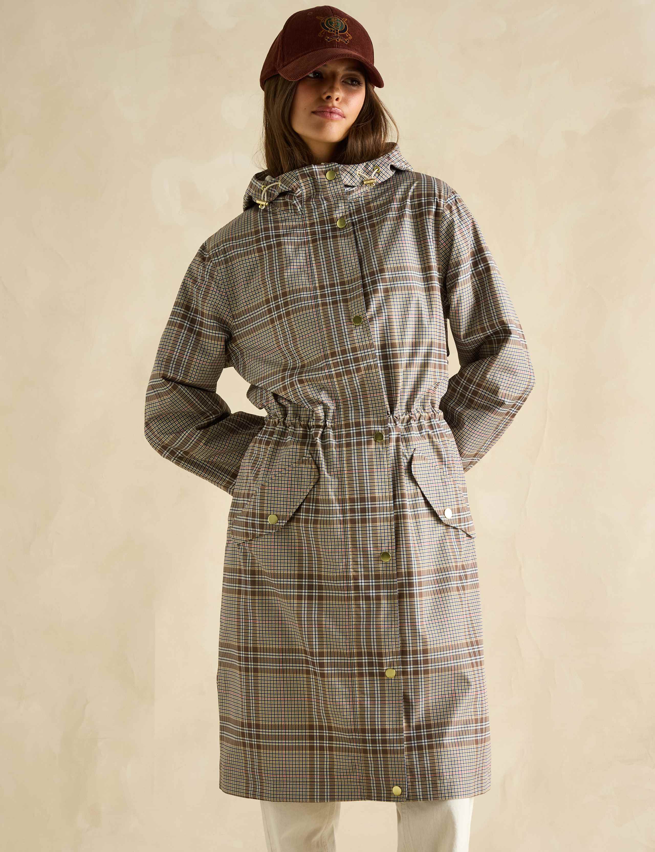 Waterproof Checked Hooded Raincoat