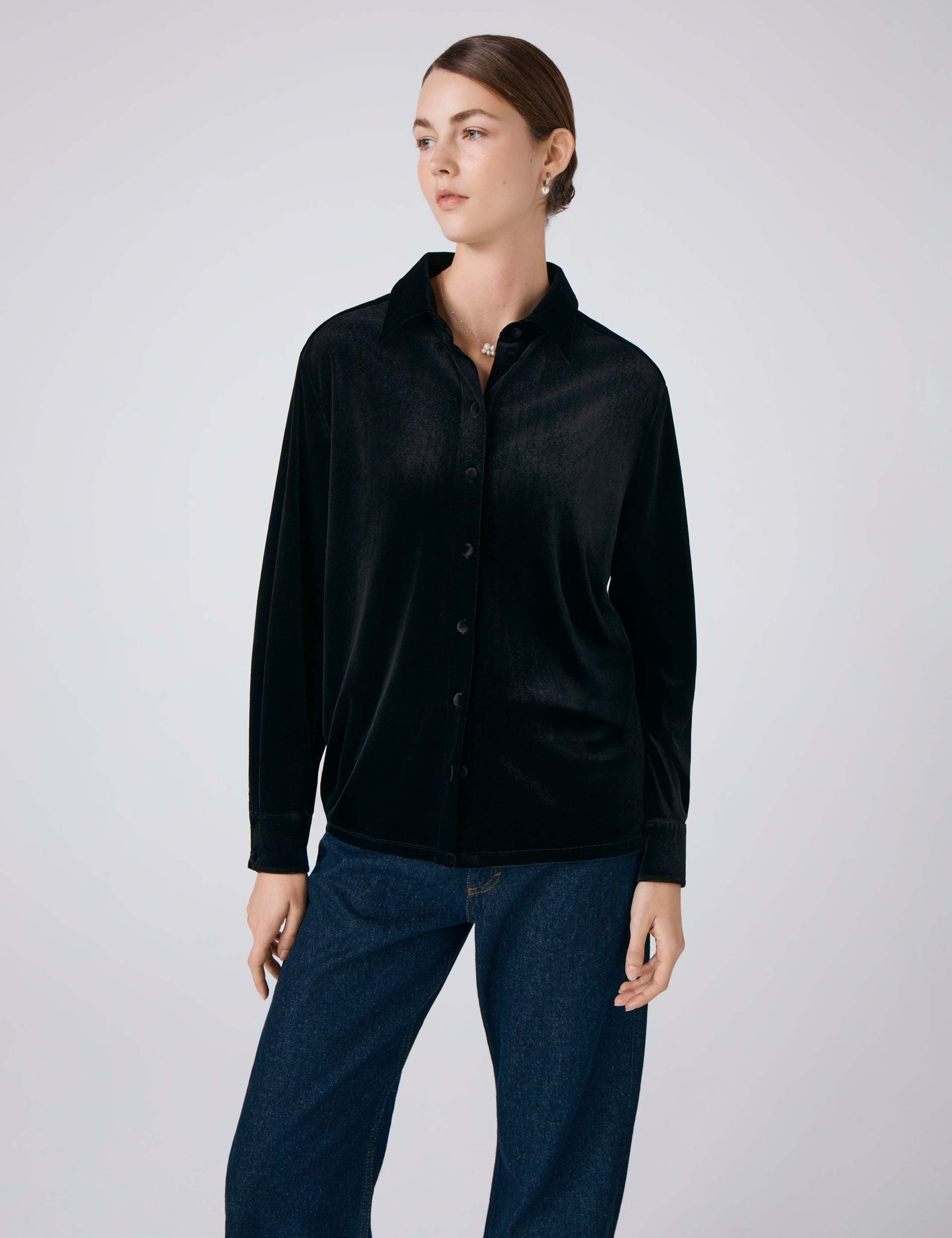 Velvet Button Through Shirt