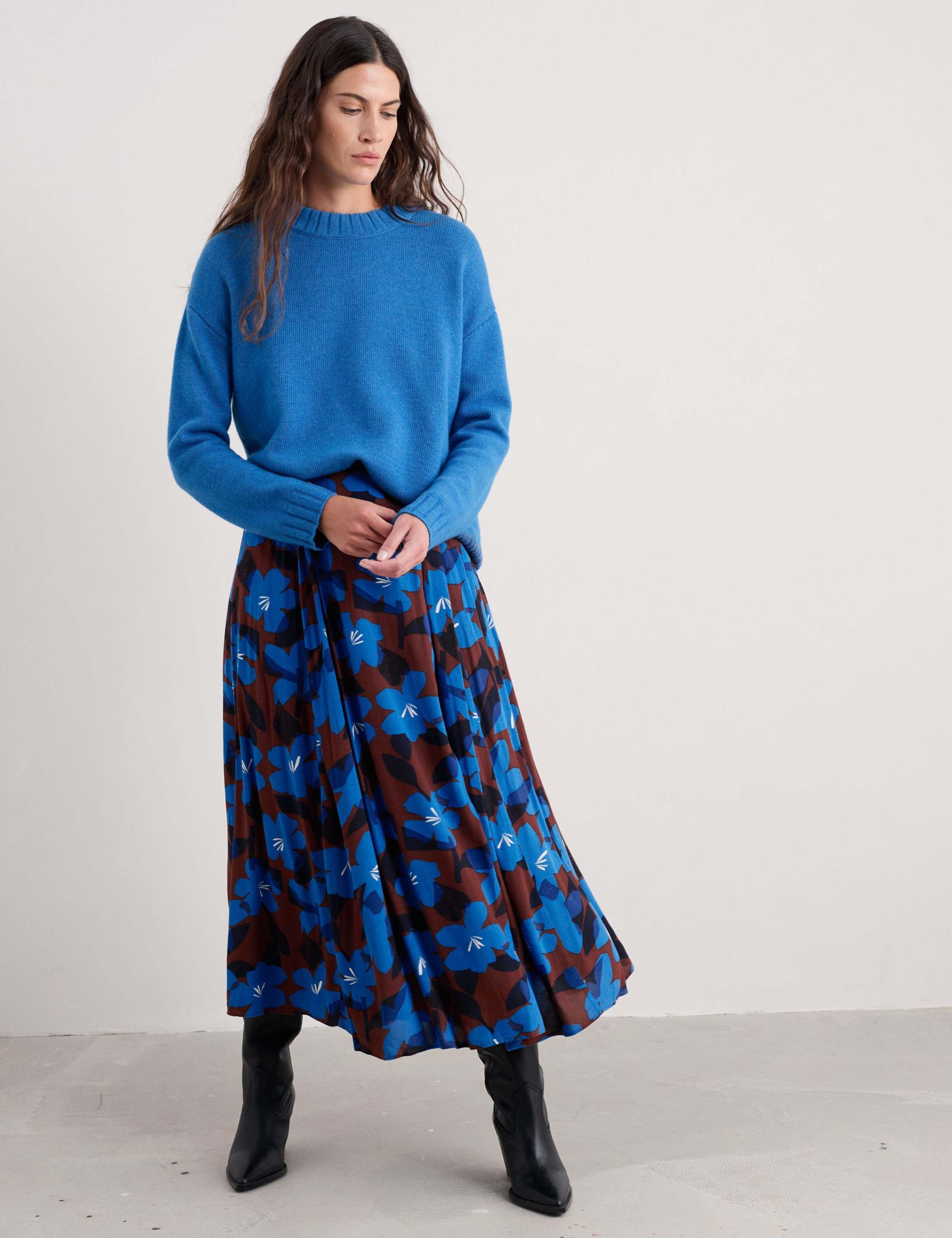 Floral Pleated Midaxi Skirt