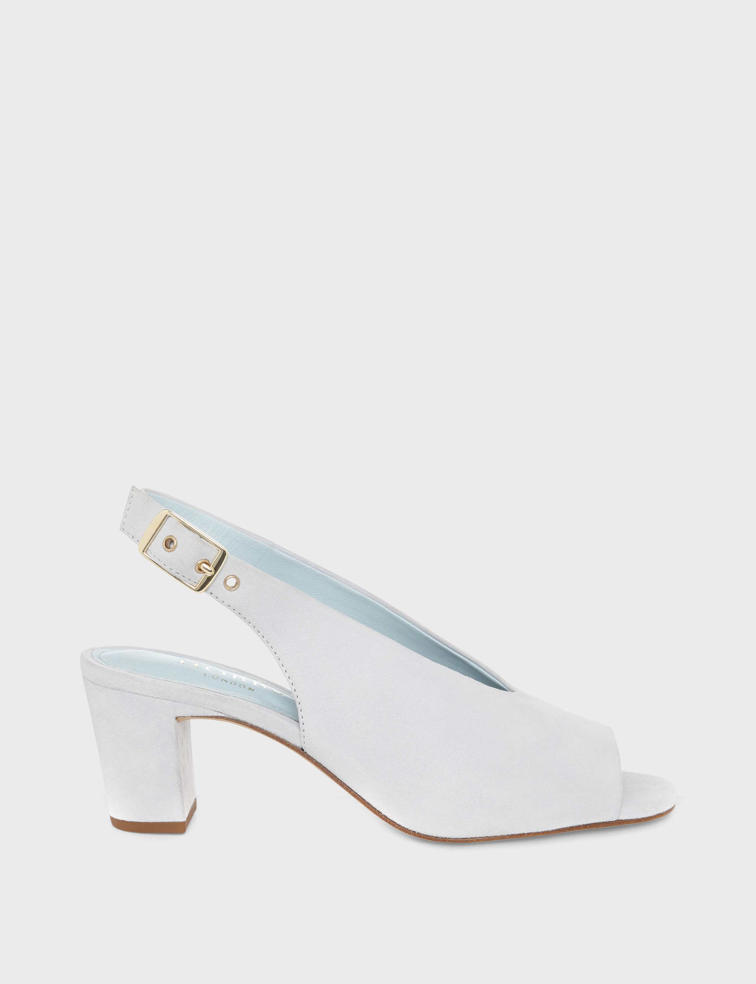 Suede Buckle Block Heel Slingback Sandals