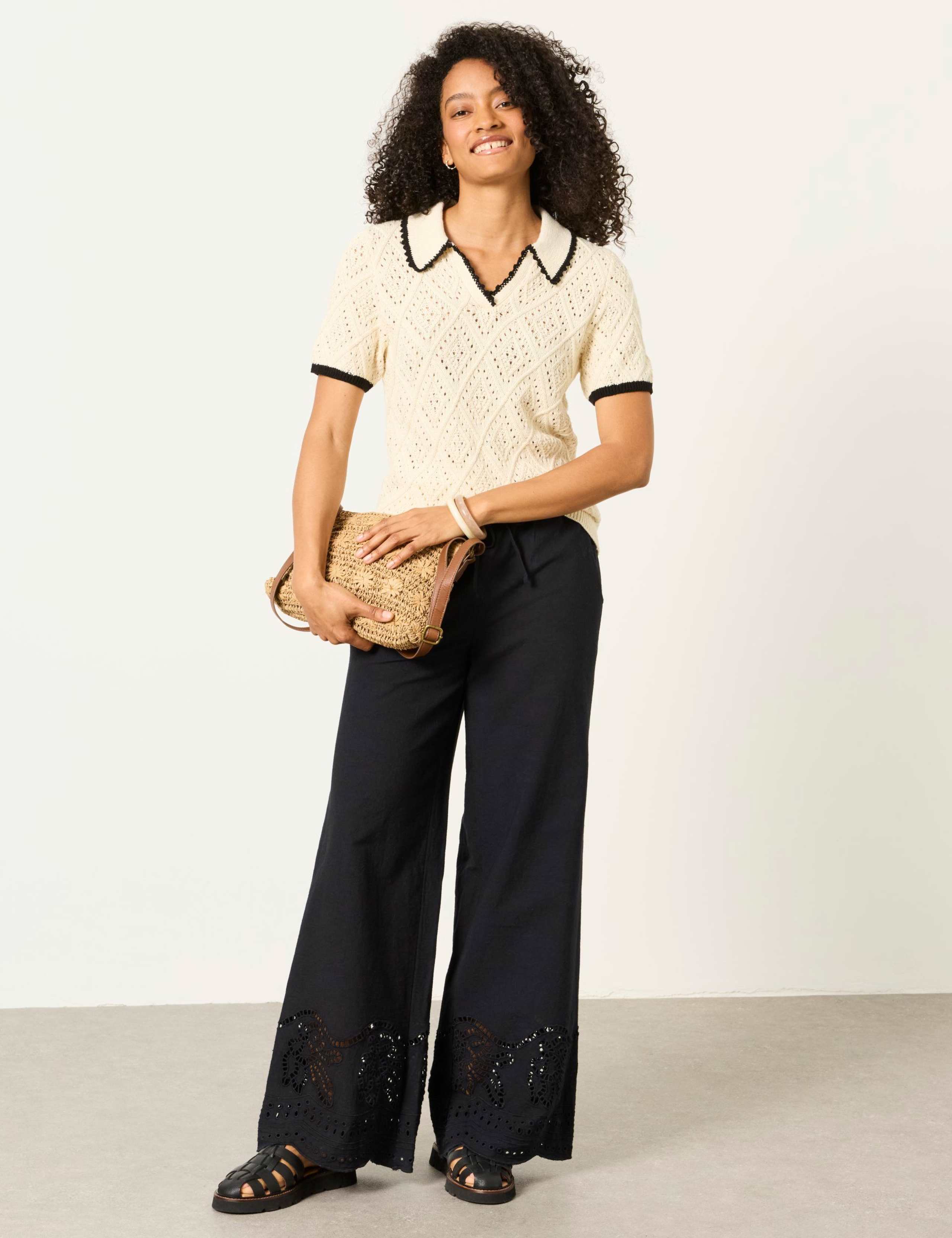 Pure Cotton Collared Knitted Top