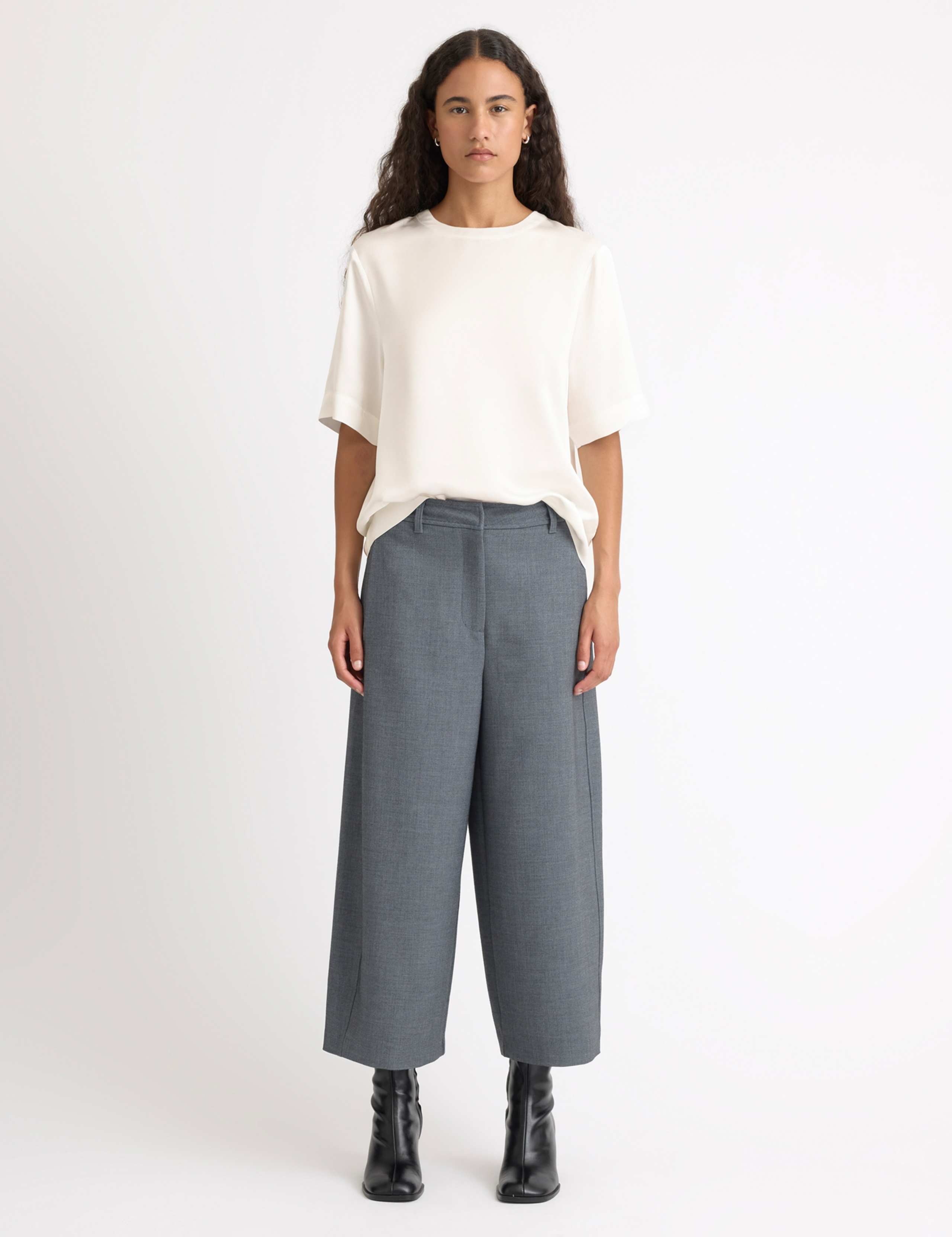 Barrel Leg Ankle Grazer Trousers