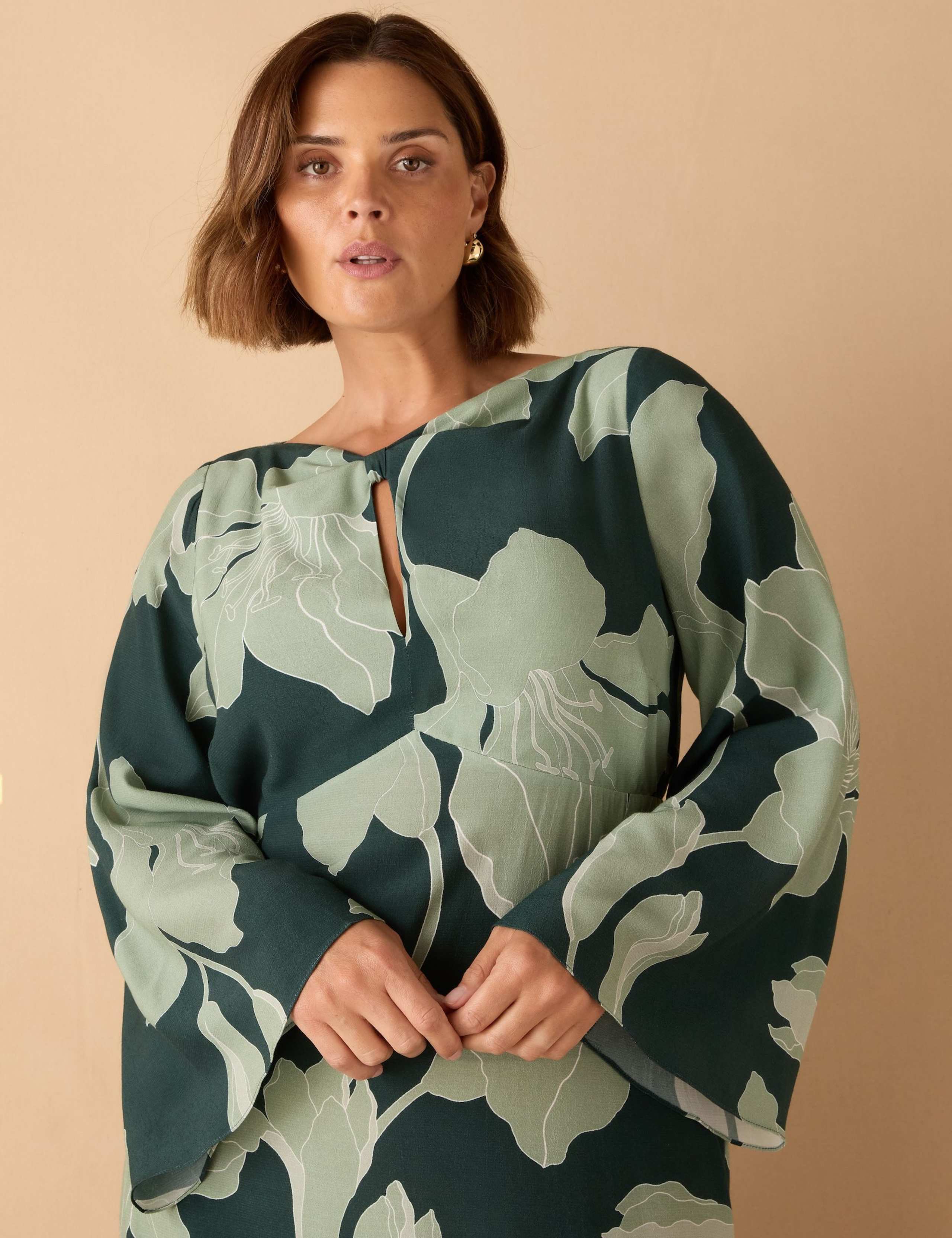 Floral Tie Front Midi Dress