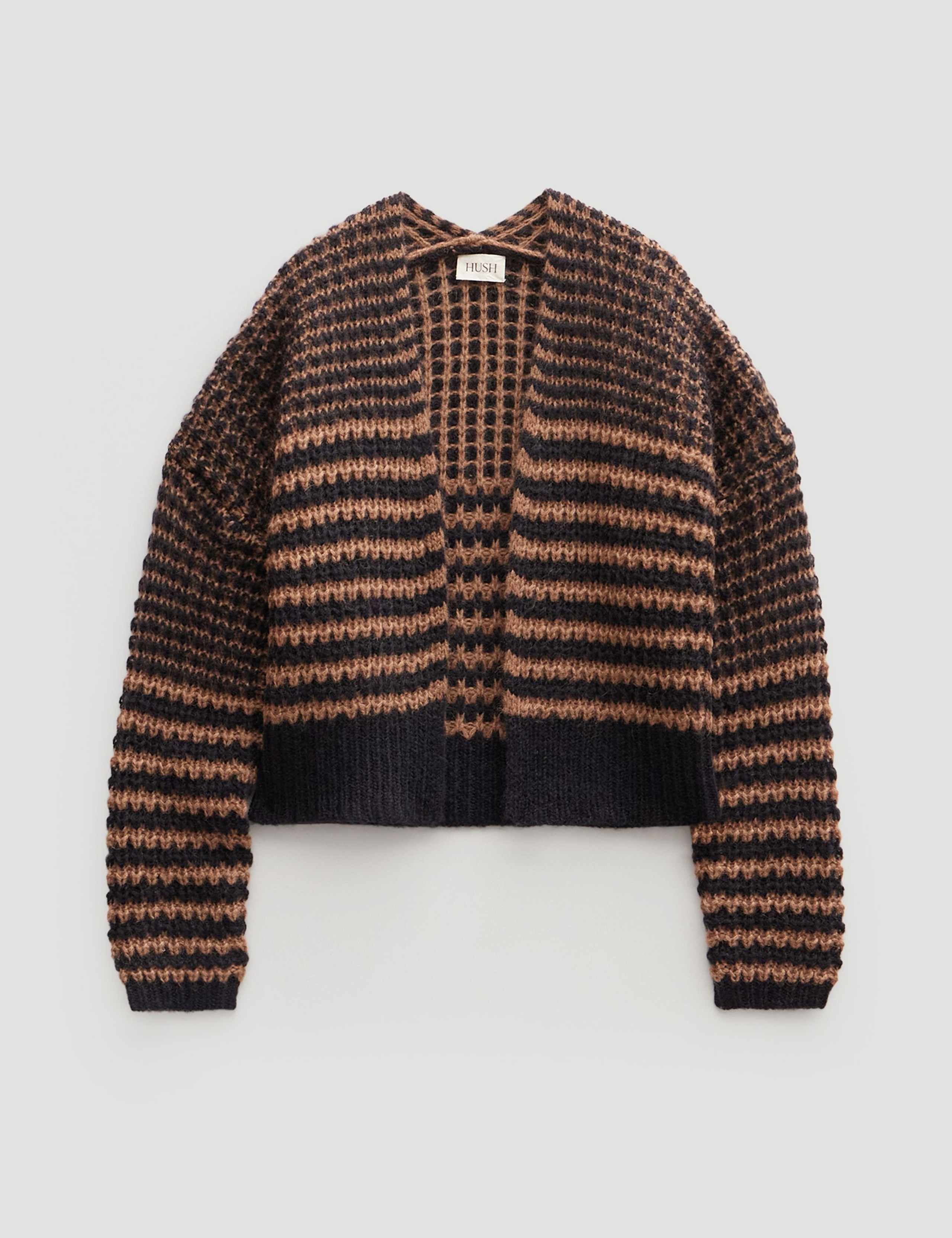 Alpaca Blend Striped Cardigan