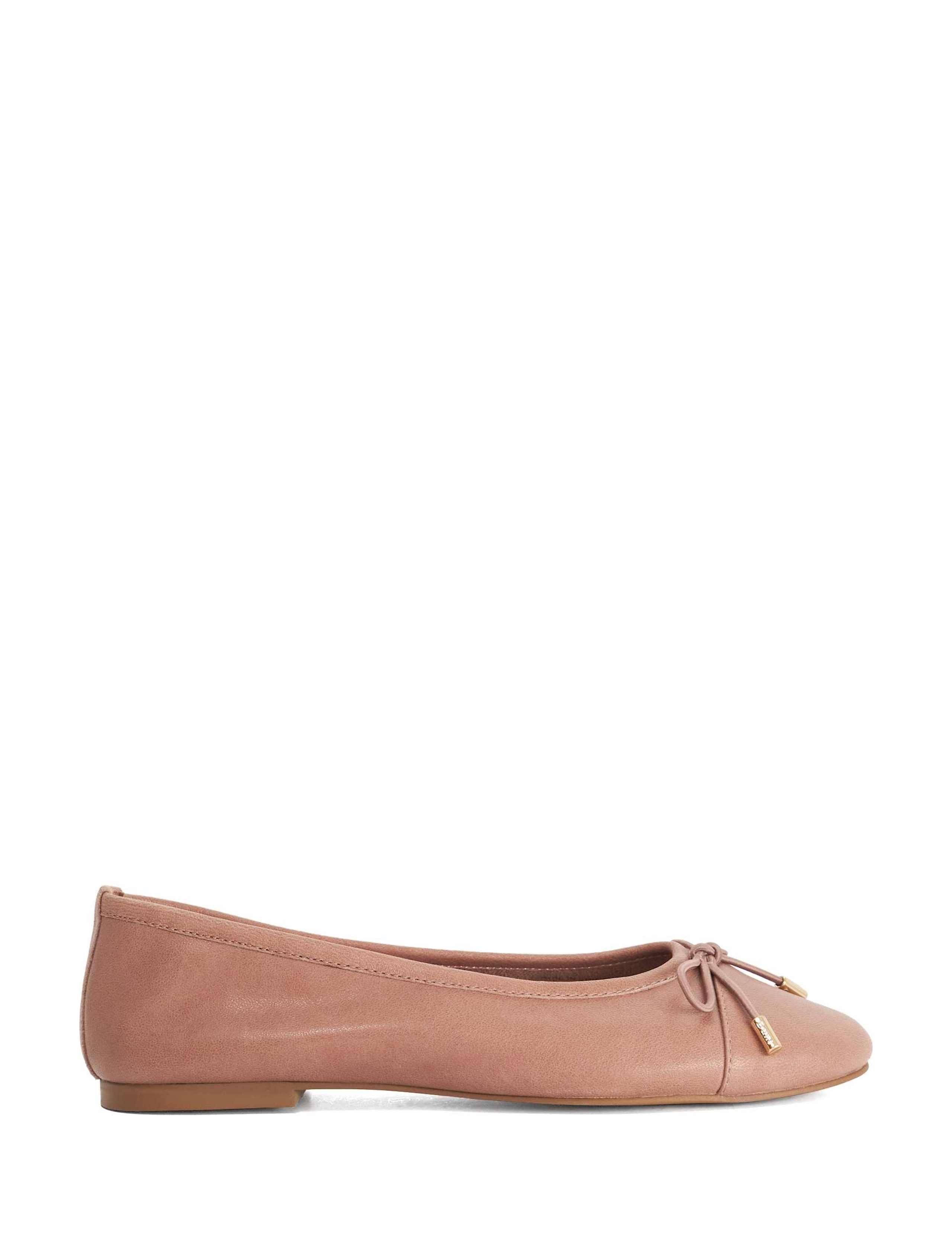 Leather Block Heel Ballet Pumps