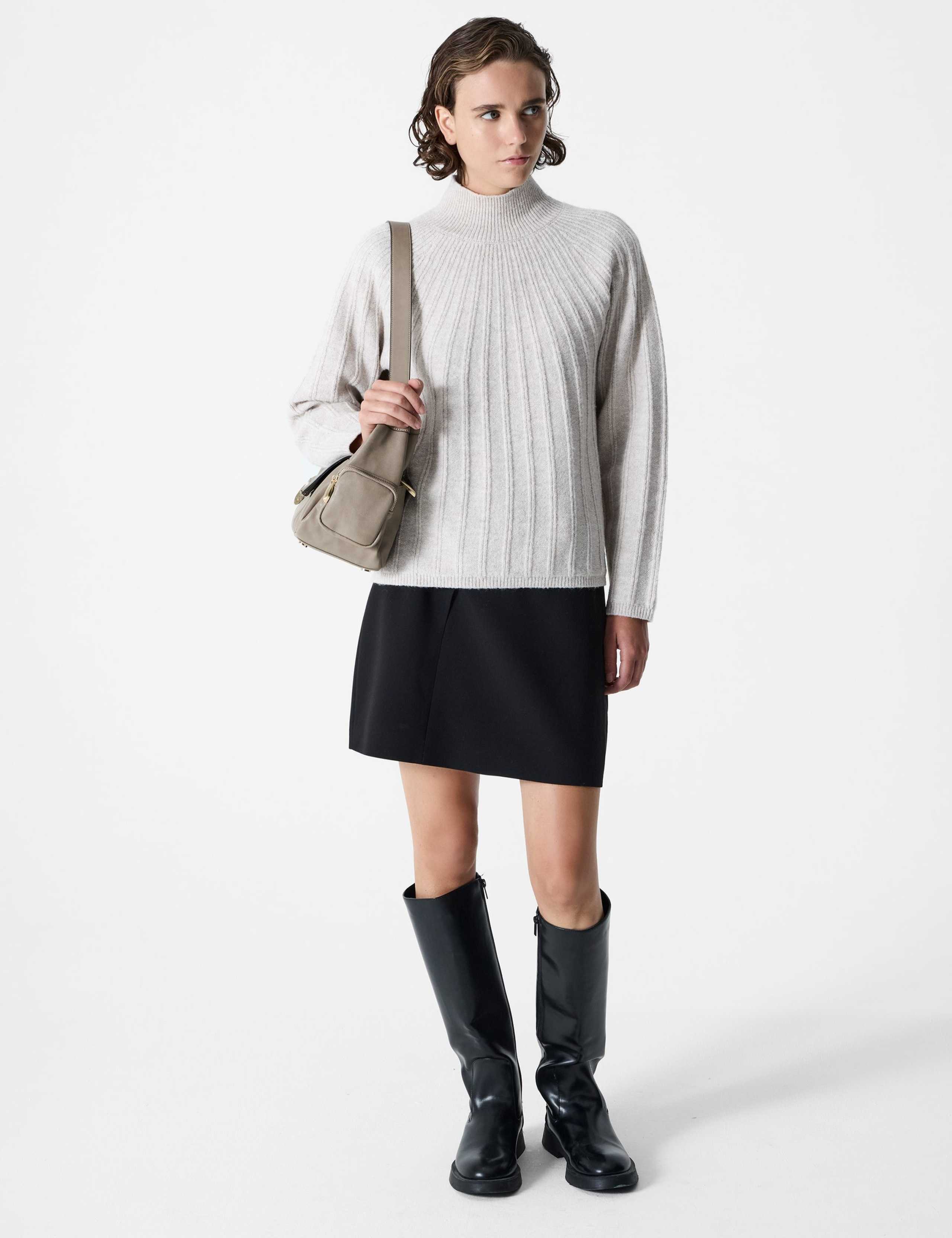 Ribbed High Neck Jumper