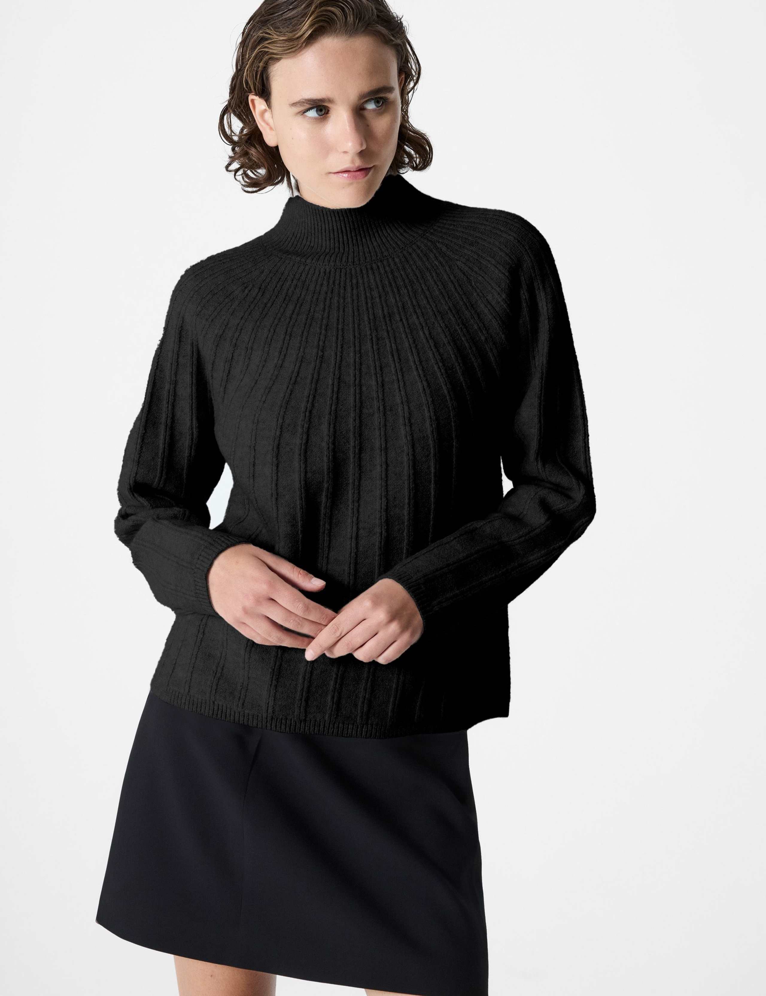 Ribbed High Neck Jumper