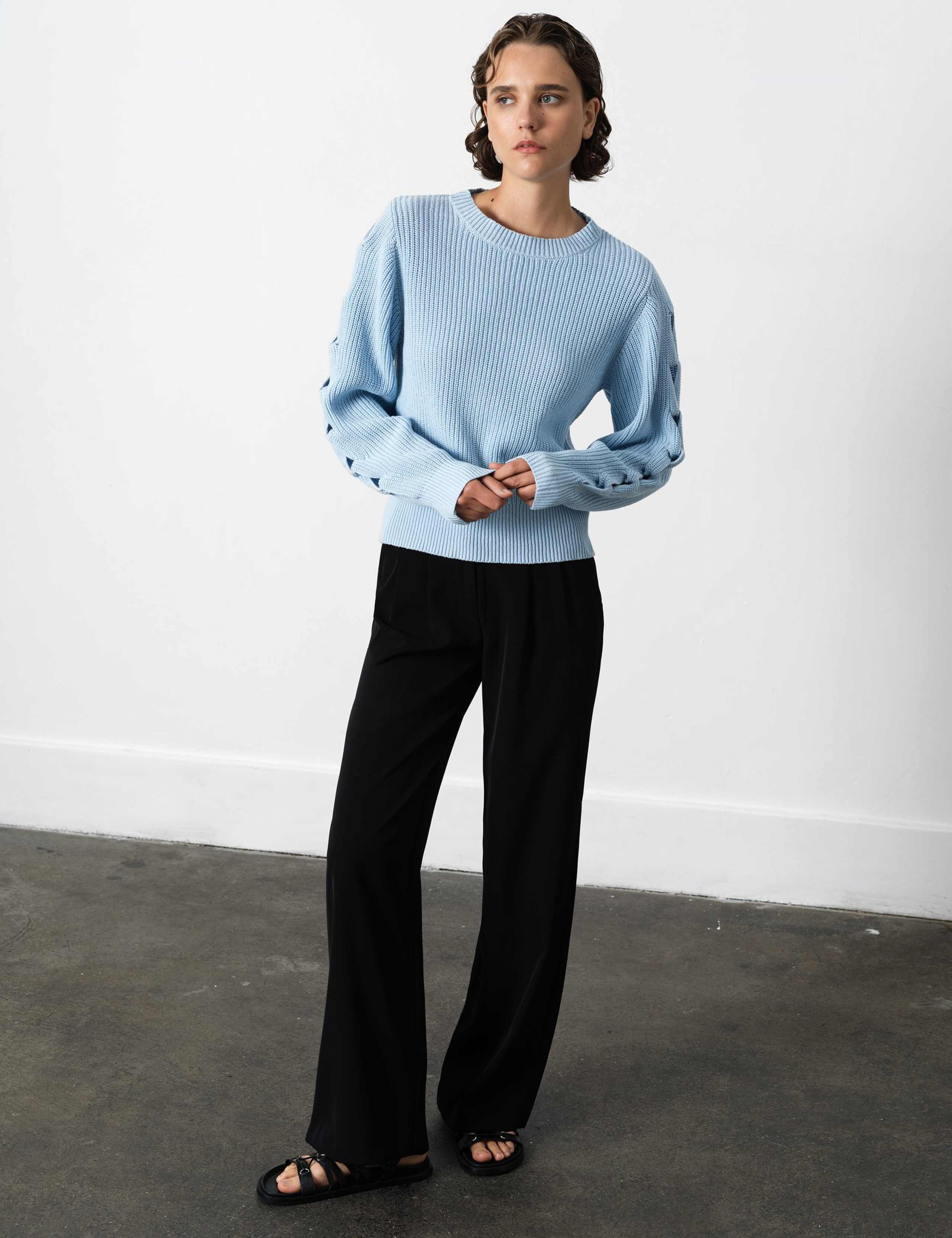 Cotton Rich Textured Crew Neck Jumper