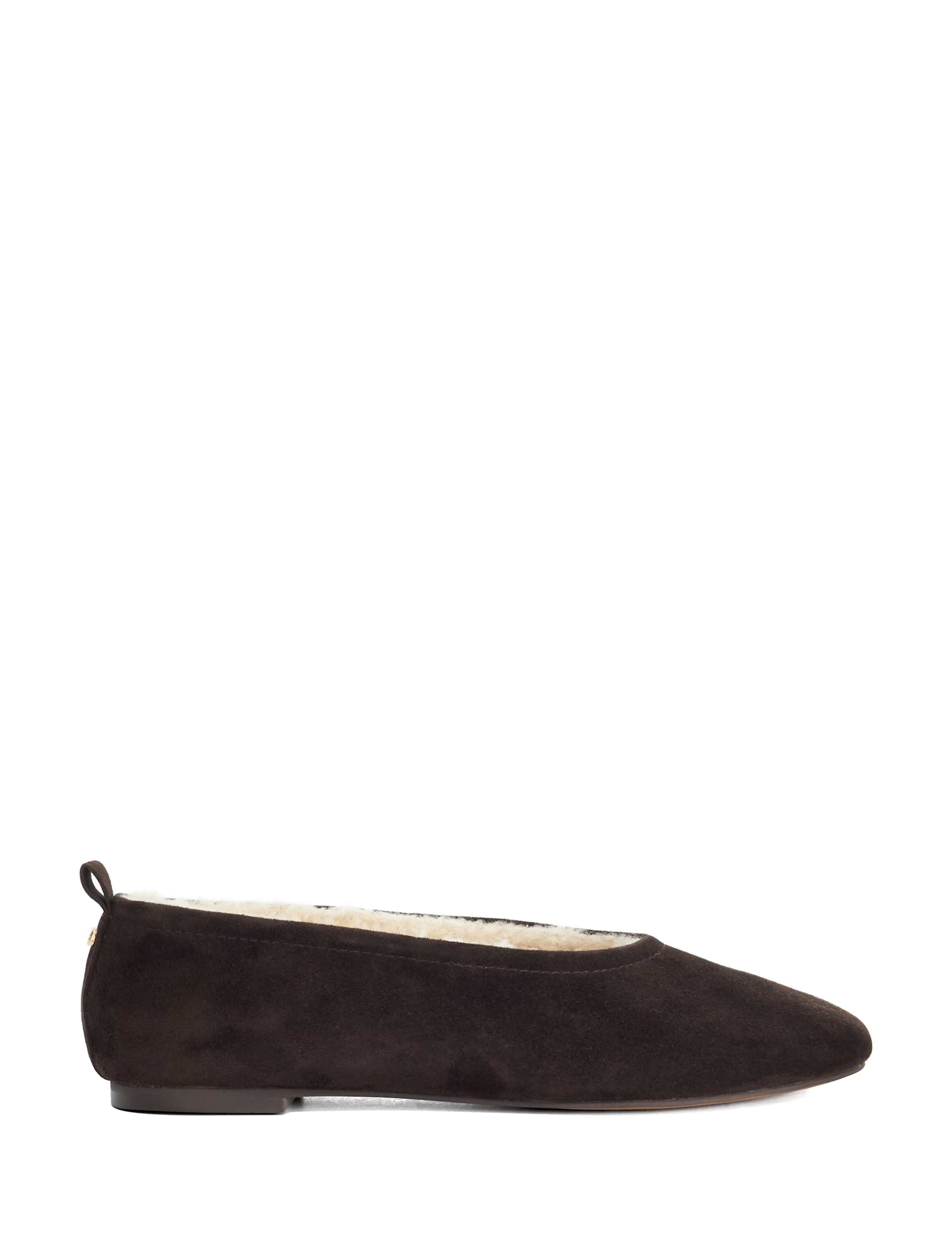 Suede Faux Fur Lined Ballet Pumps