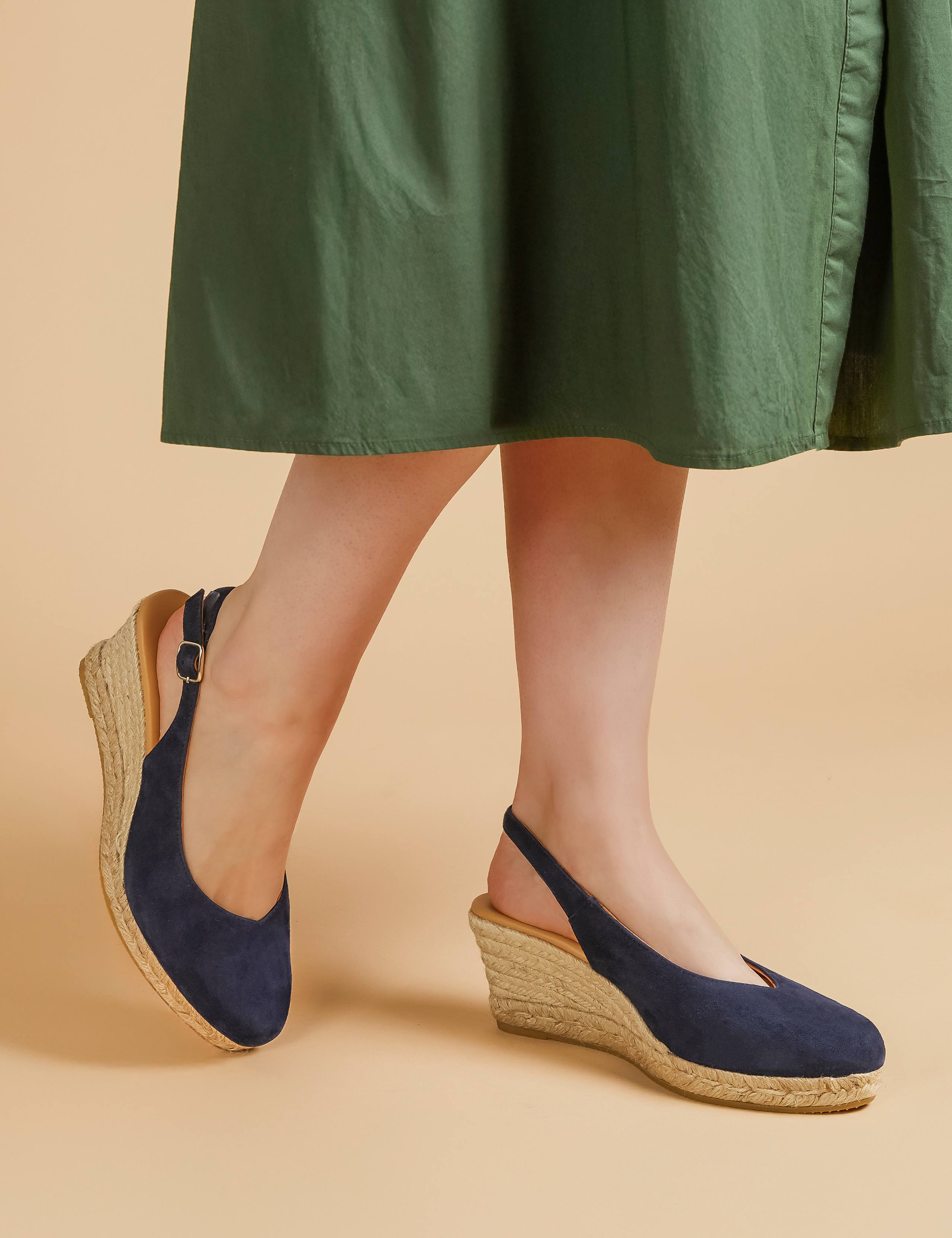 Suede Wedge Slingback Shoes