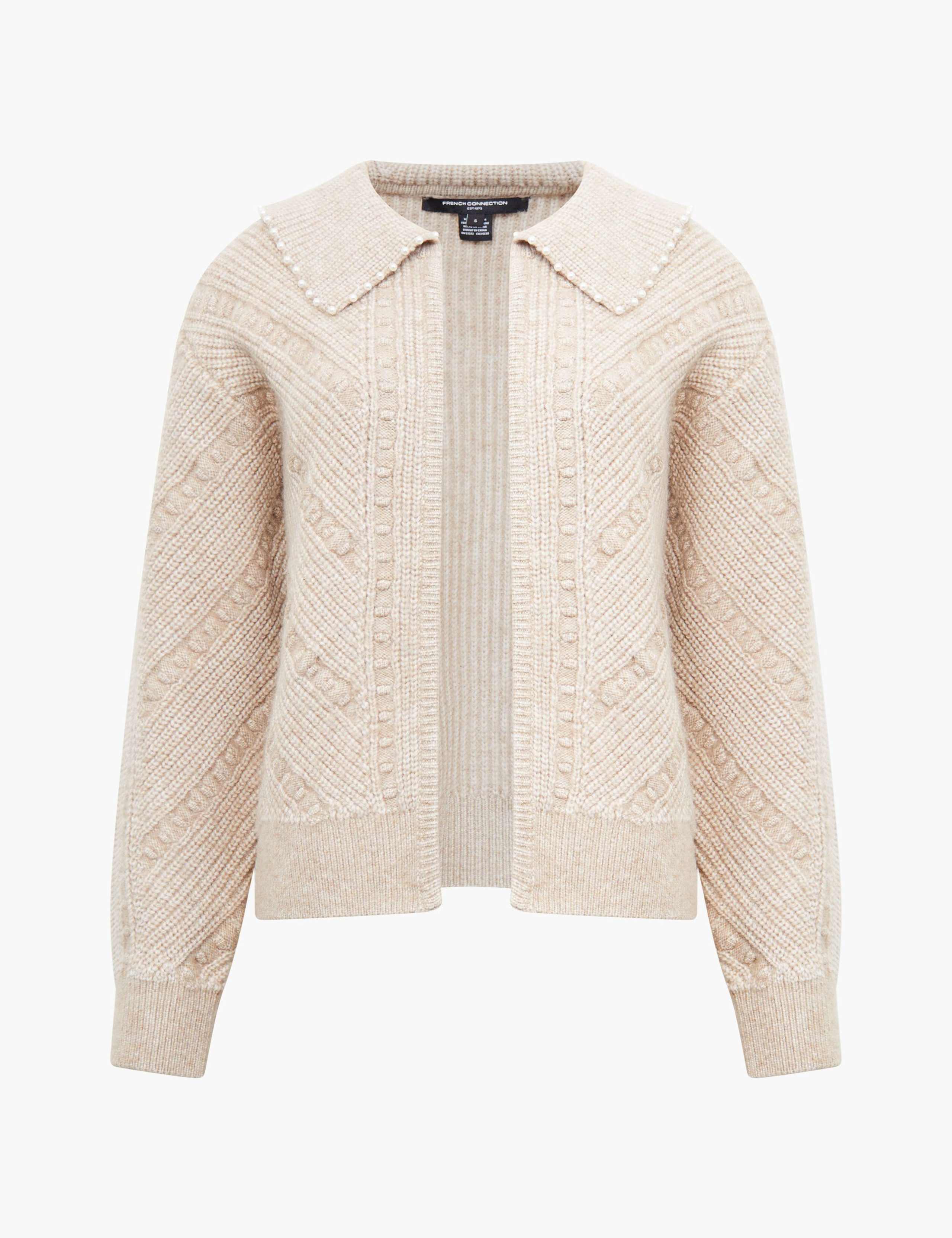 Textured Knitted Collared Cardigan