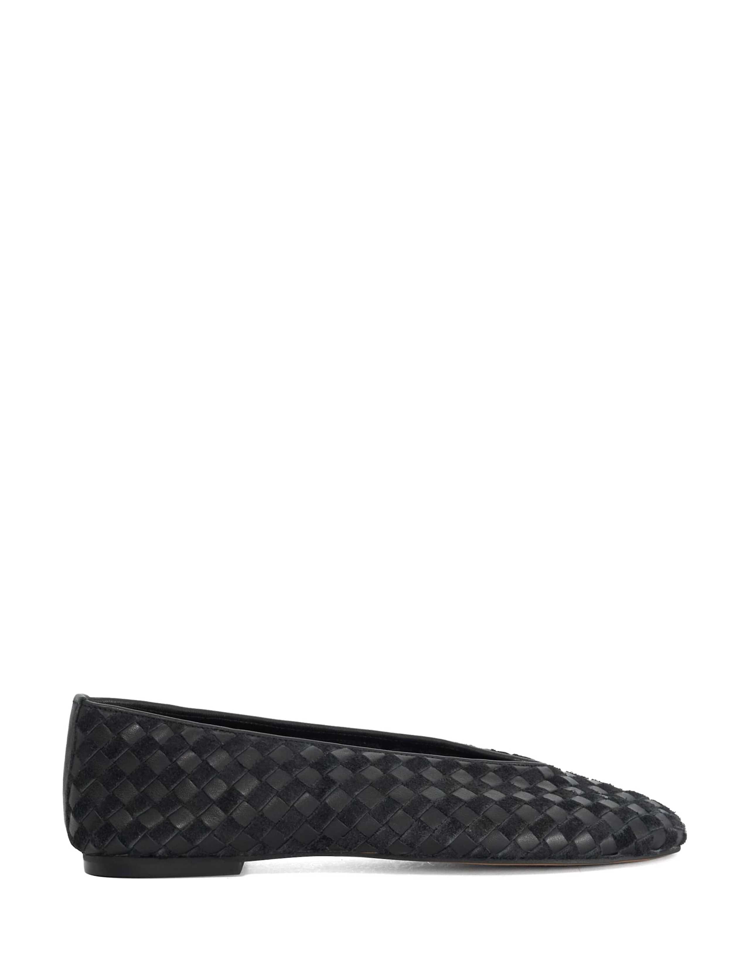 Leather Woven Ballet Pumps
