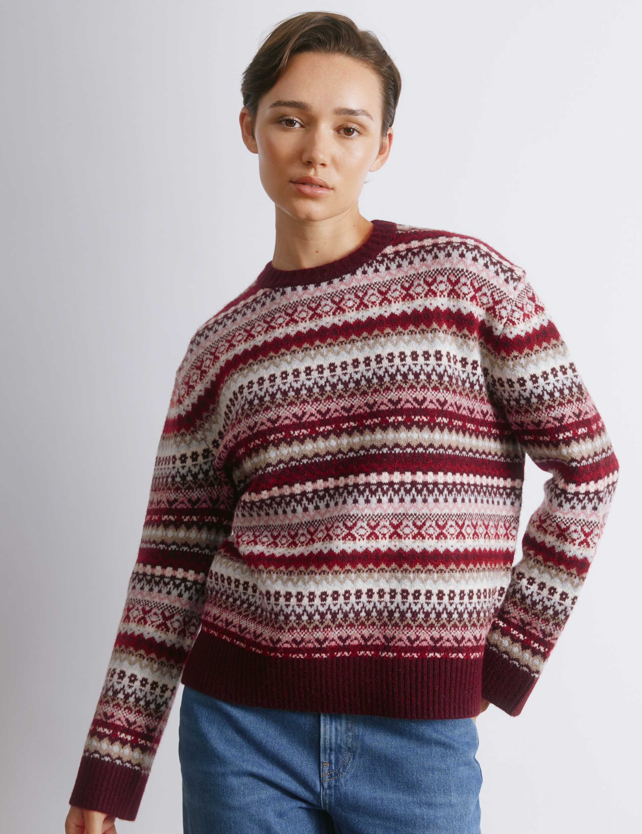 Fairisle Crew Neck Jumper with Wool