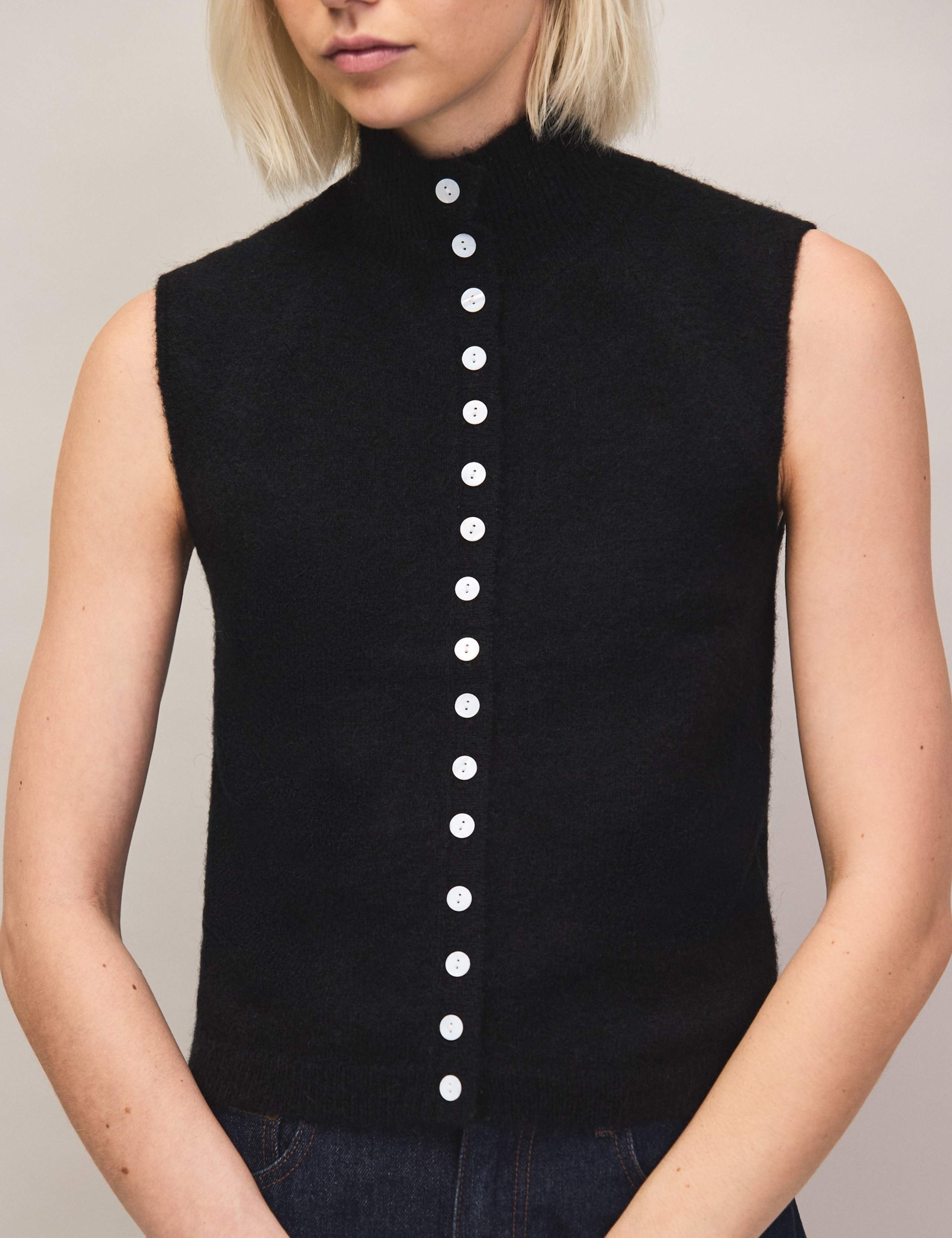 Alpaca Blend Button Through Knitted Top