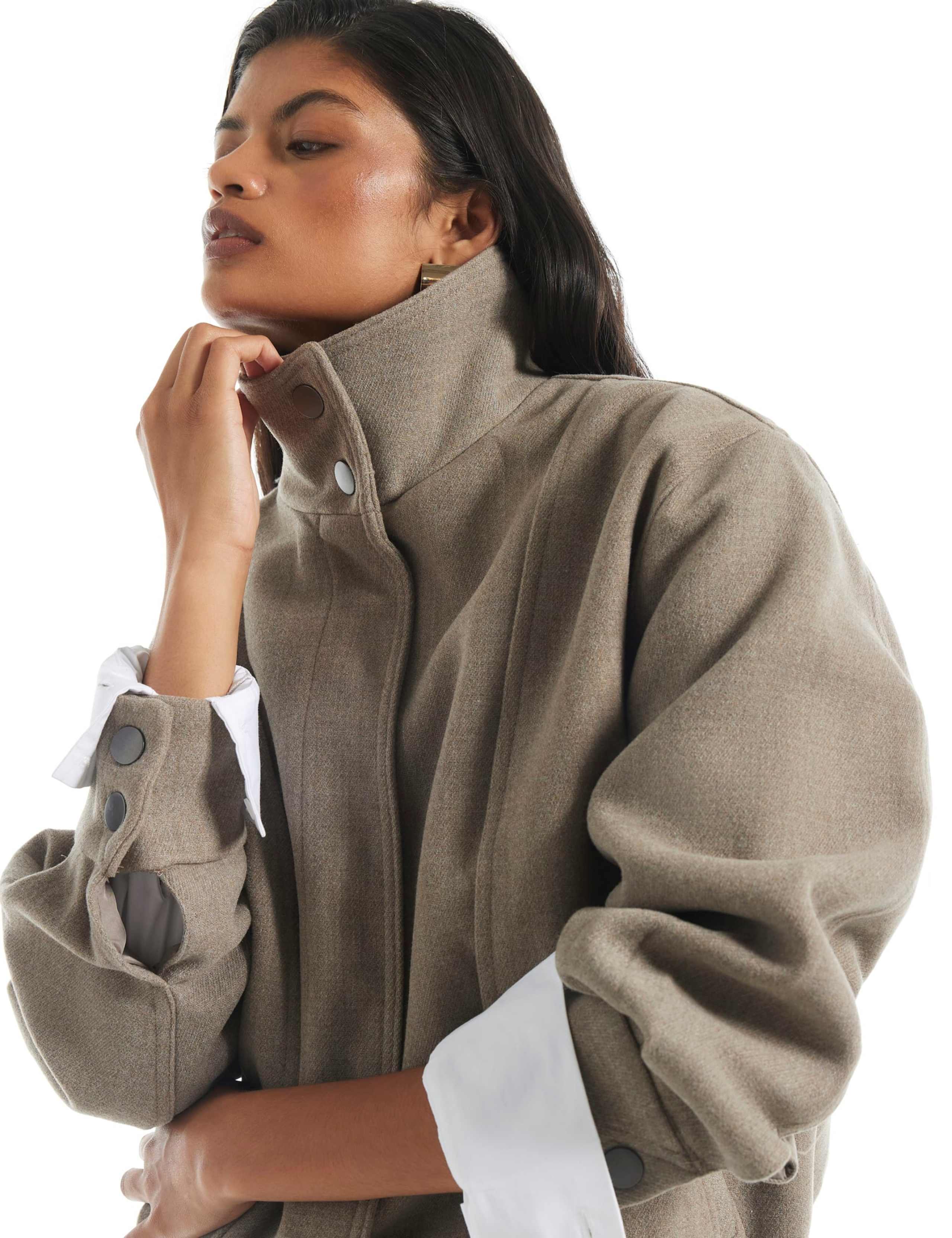 Oversized Funnel Neck Bomber Jacket