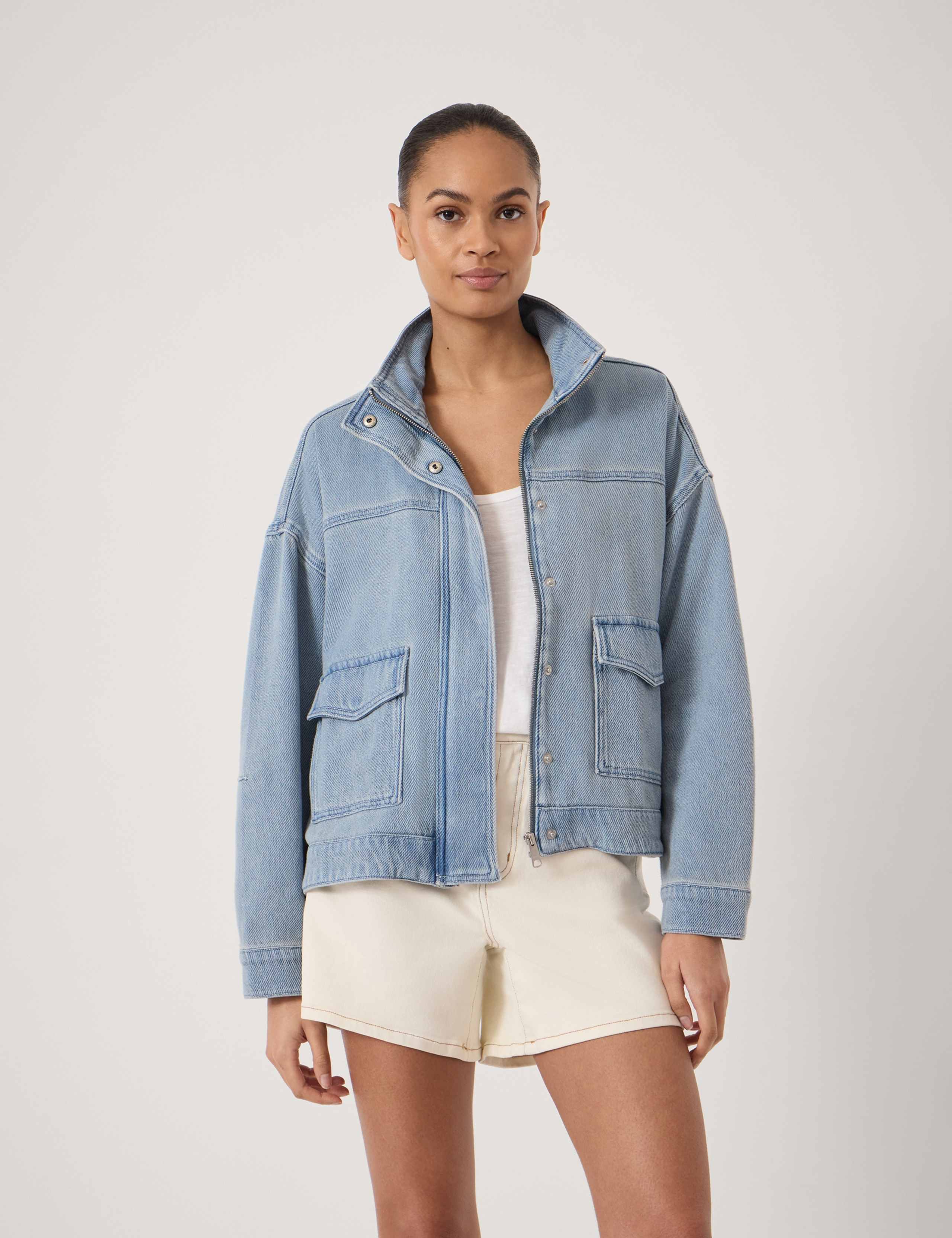 Supersoft Stand Collar Denim Jacket