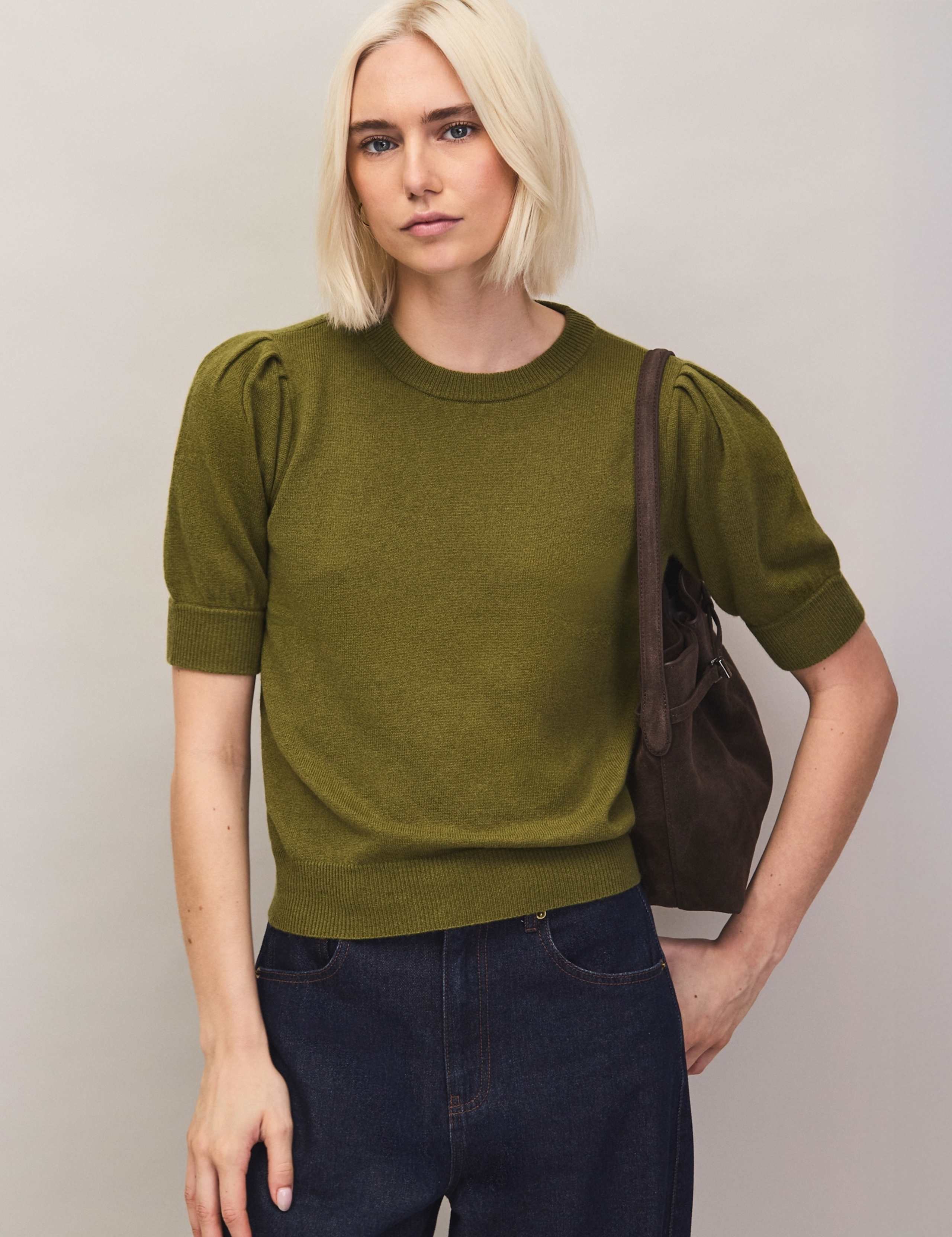 Wool & Cashmere Blend Puff Sleeve Jumper