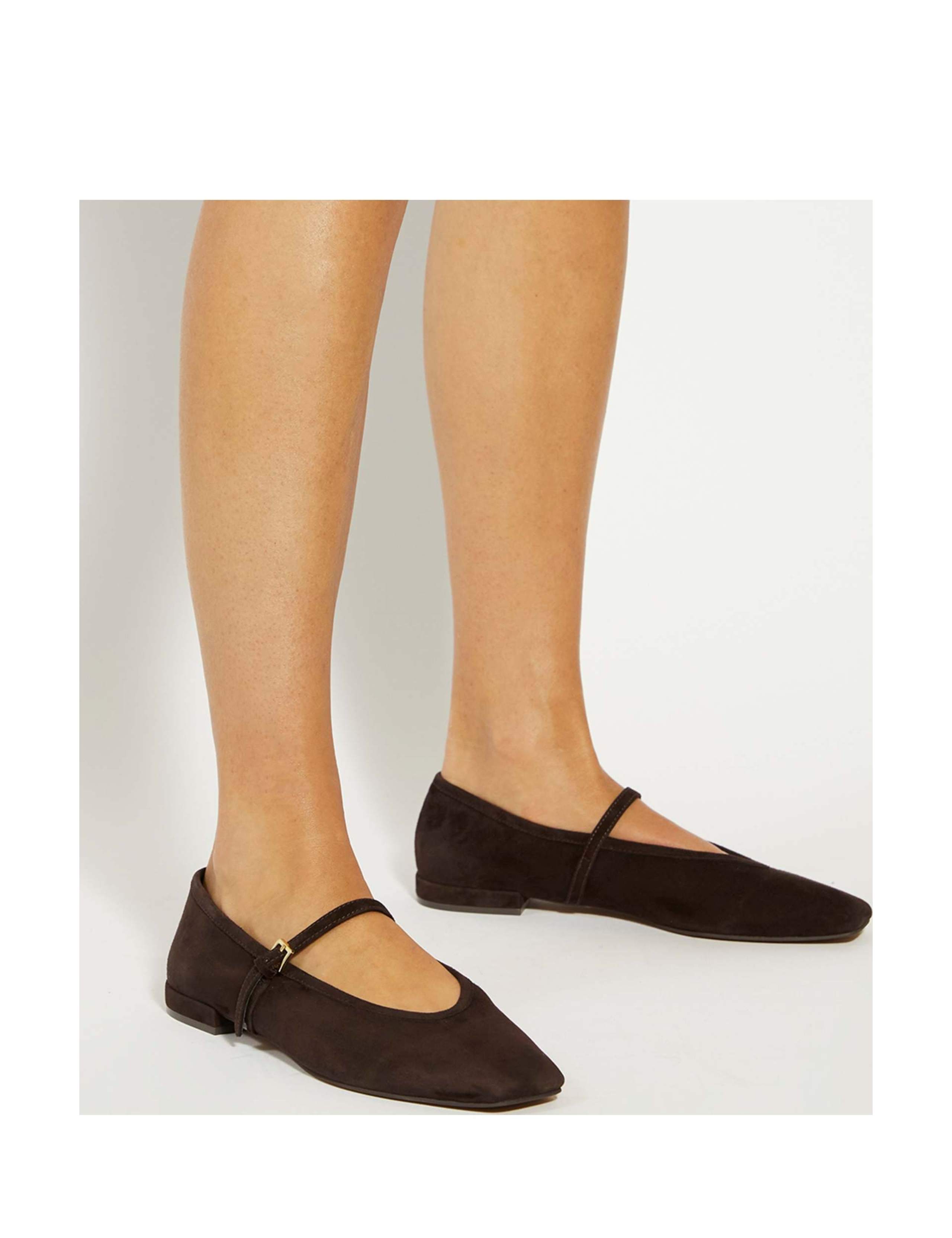 Wide Fit Suede Mary Janes Ballet Pumps
