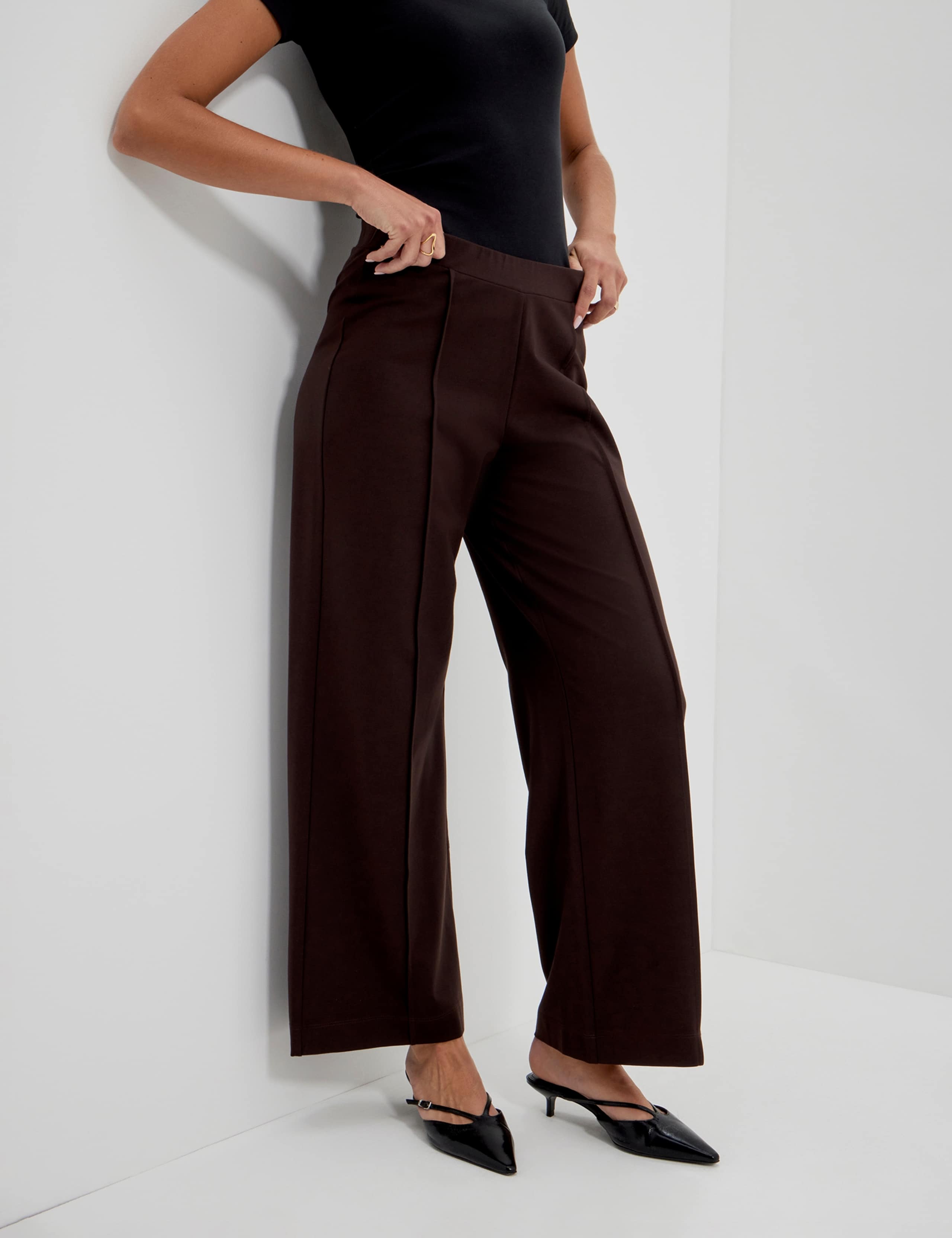 Jersey Elasticated Waist Wide Leg Trousers