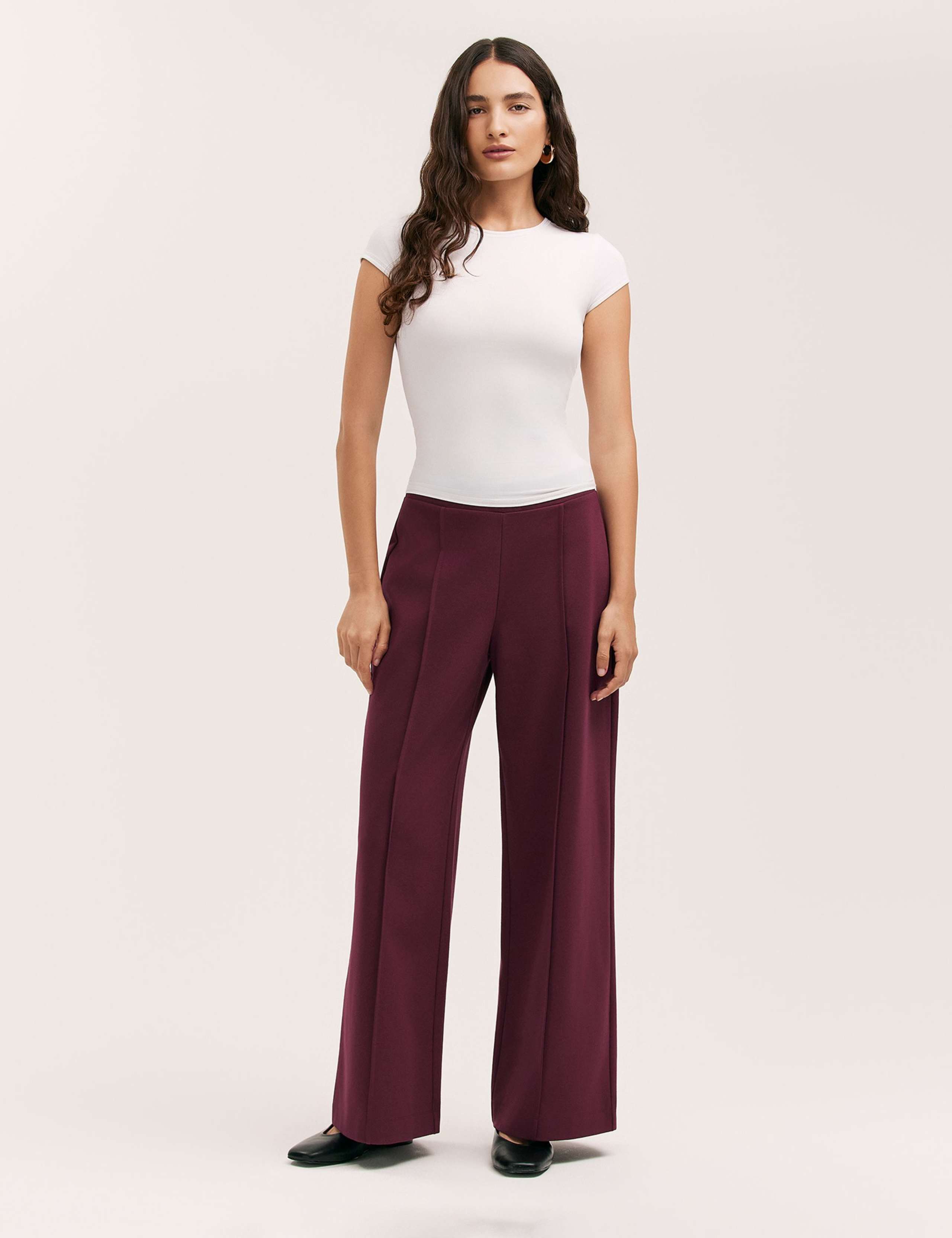 Jersey Elasticated Waist Wide Leg Trousers