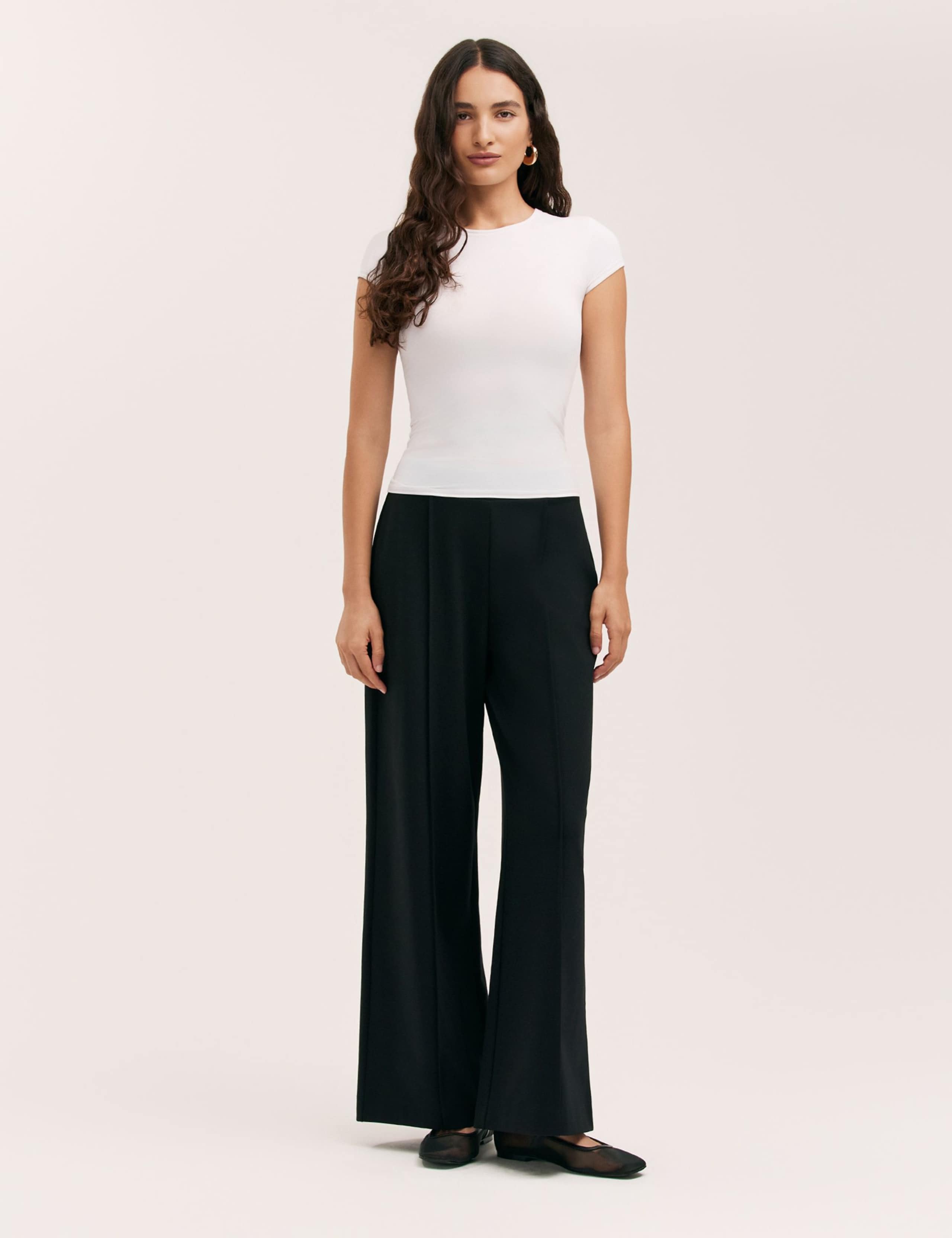 Jersey Elasticated Waist Wide Leg Trousers