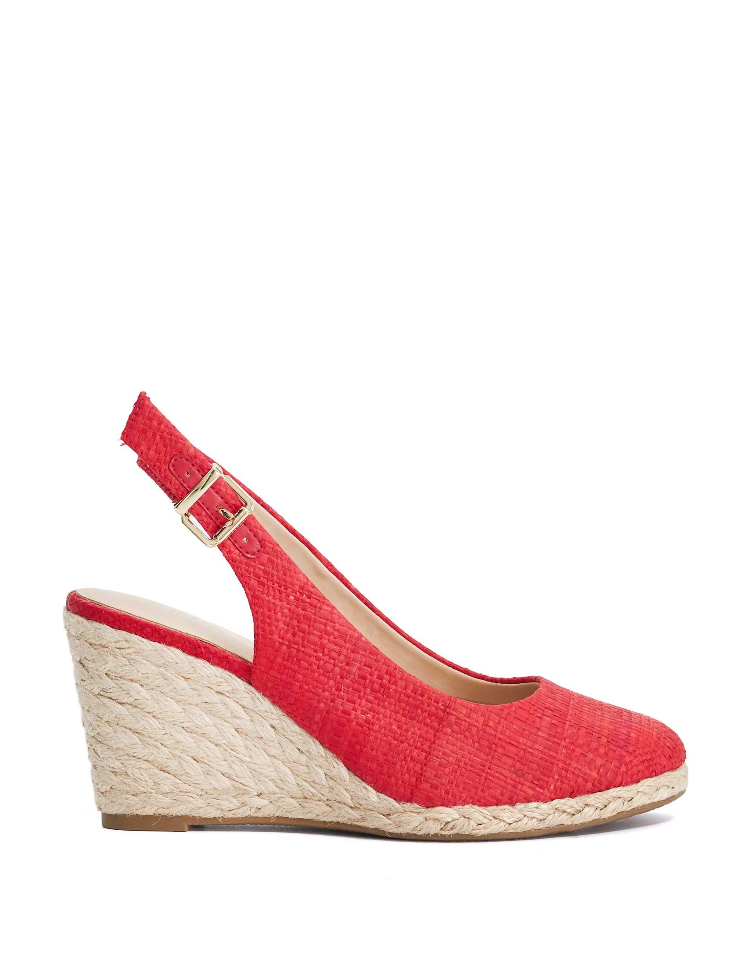Leather Wide Fit Wedge Slingback Sandals