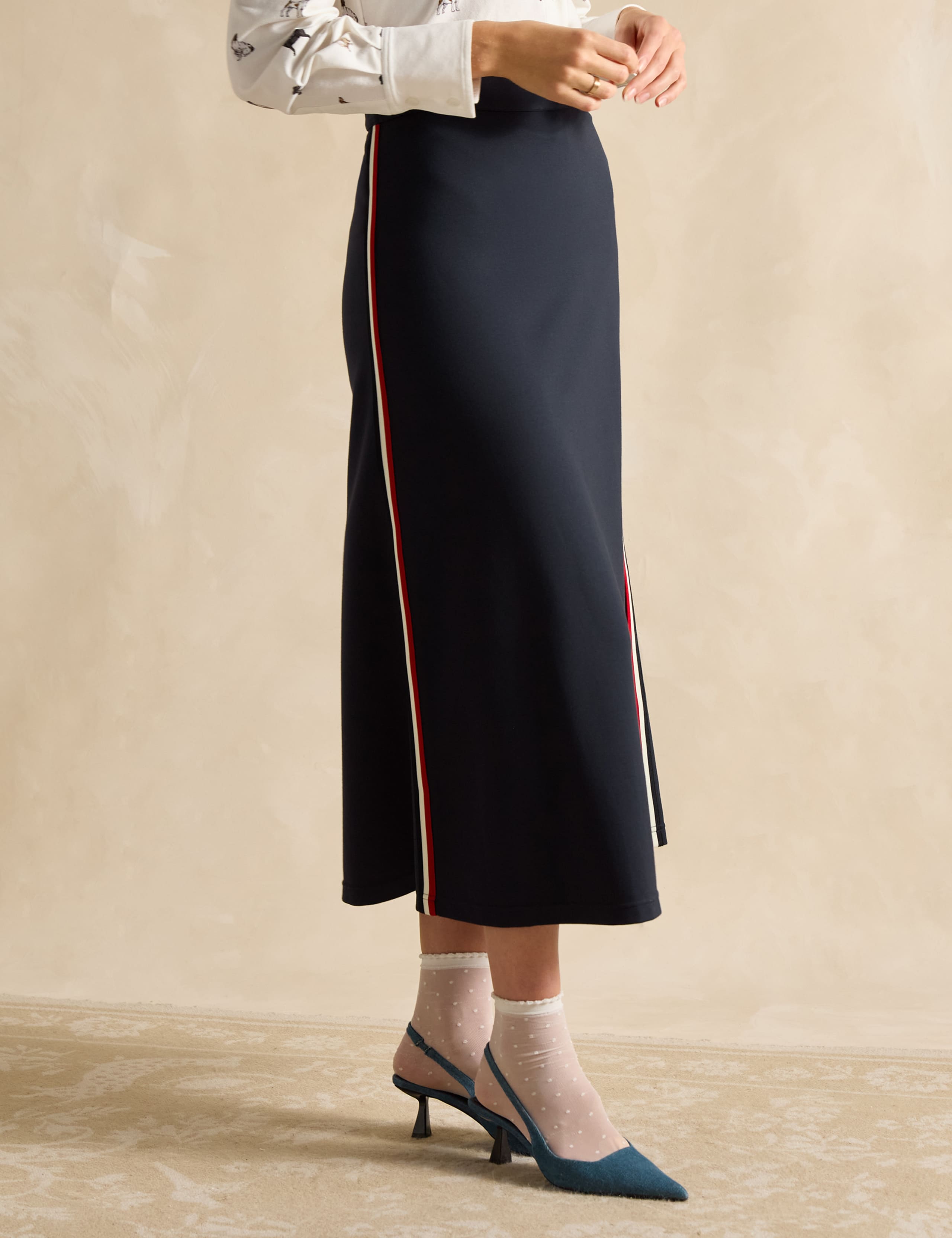 Striped Midaxi A-Line Skirt