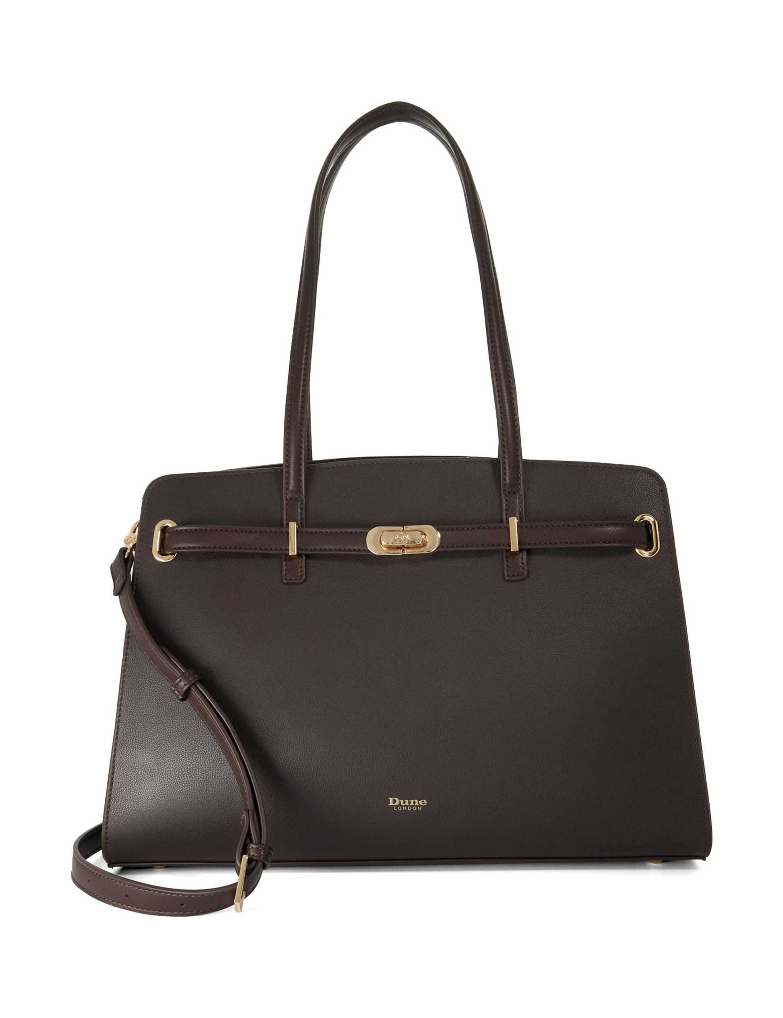 Leather Buckle Strap Tote Bag