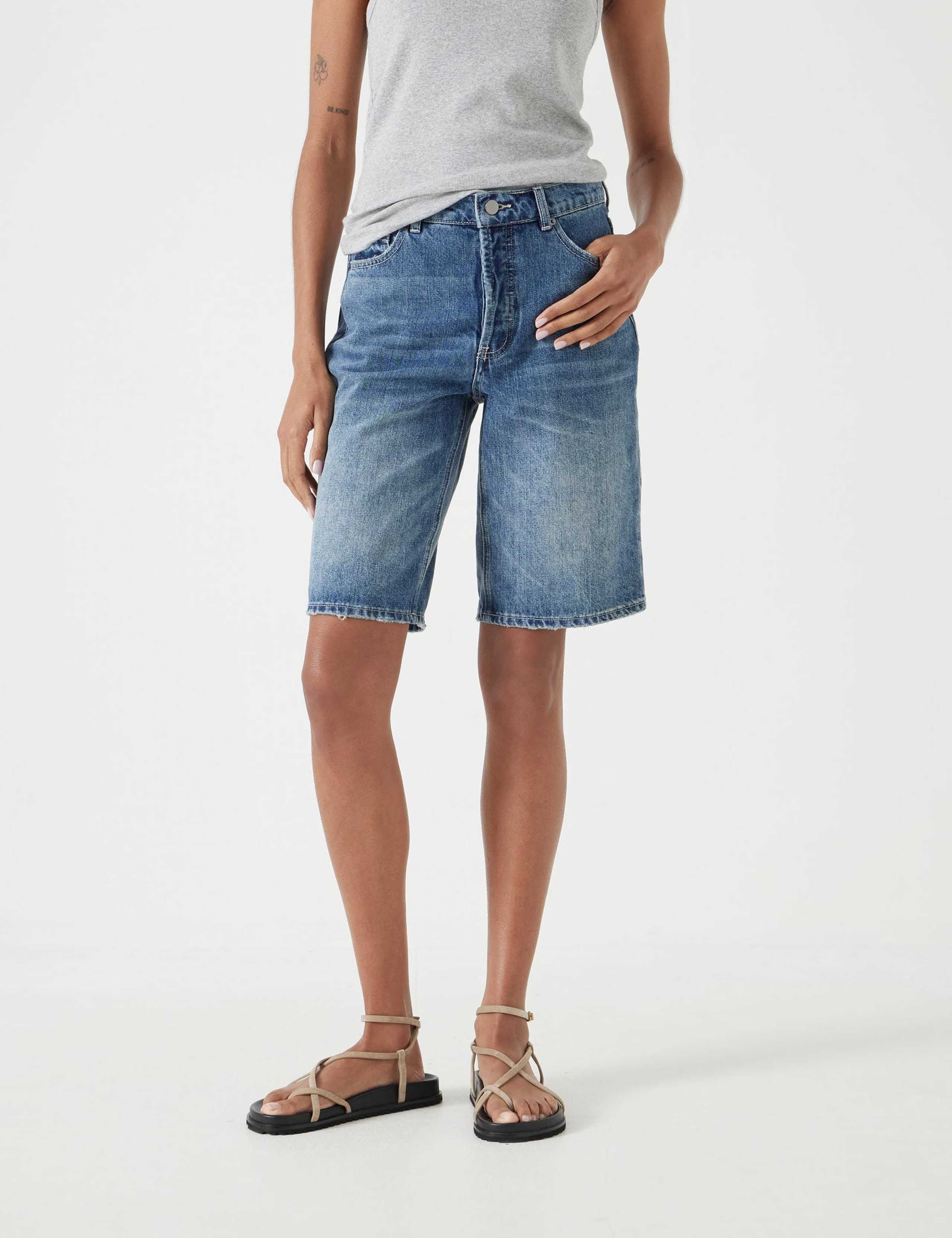 Denim Boyfriend Long Shorts