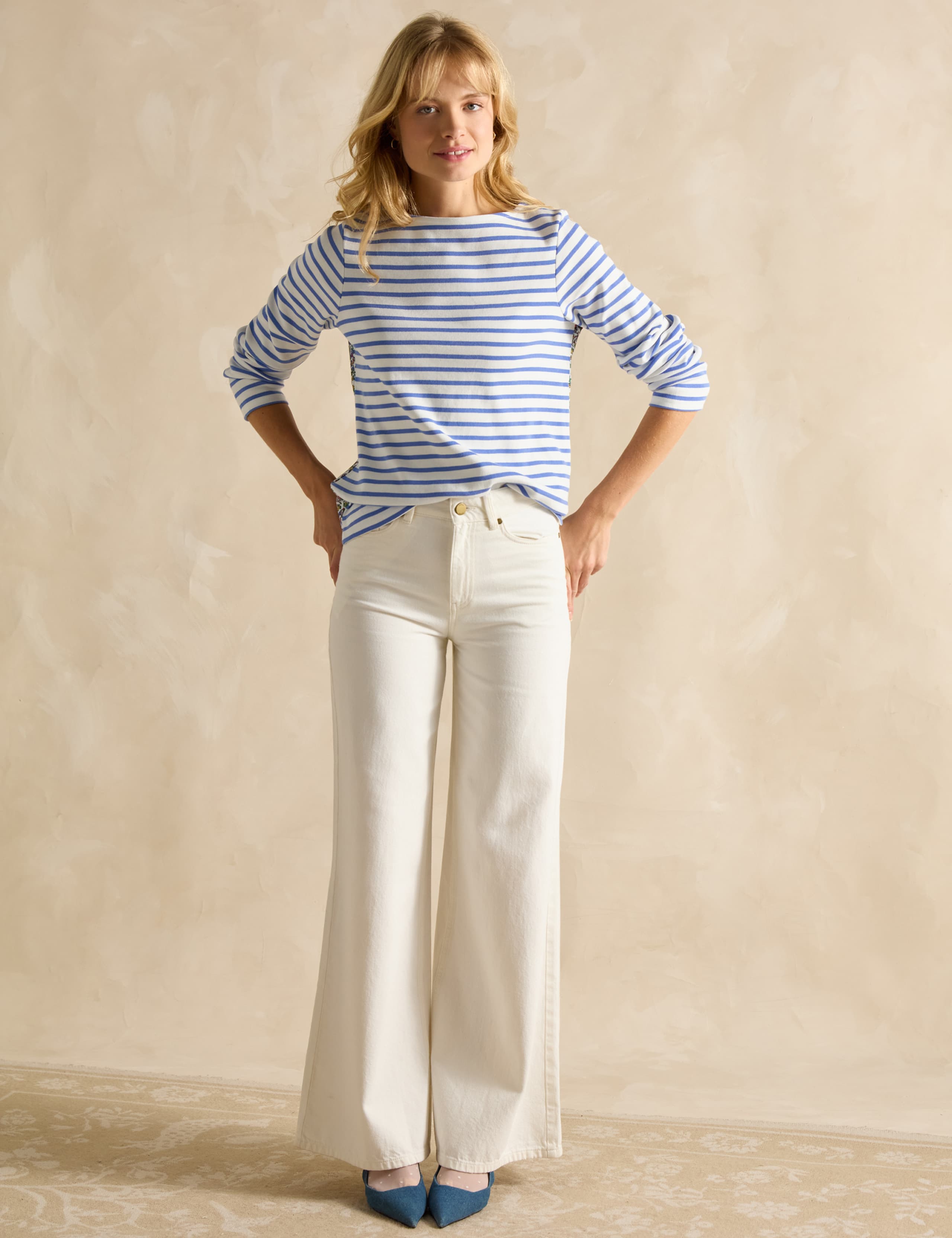 Pure Cotton Floral & Striped Top