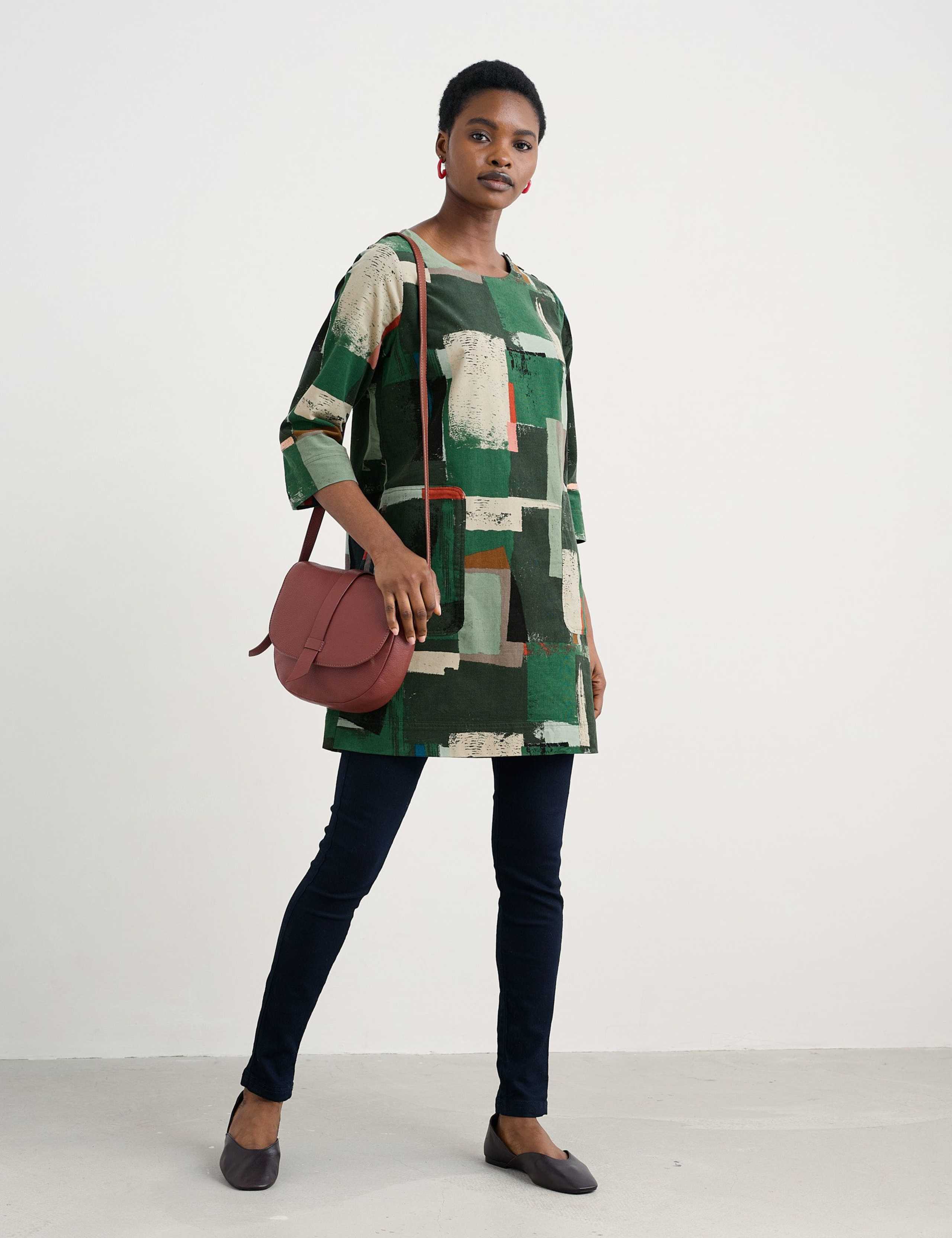 Pure Cotton Geometric Round Neck Tunic