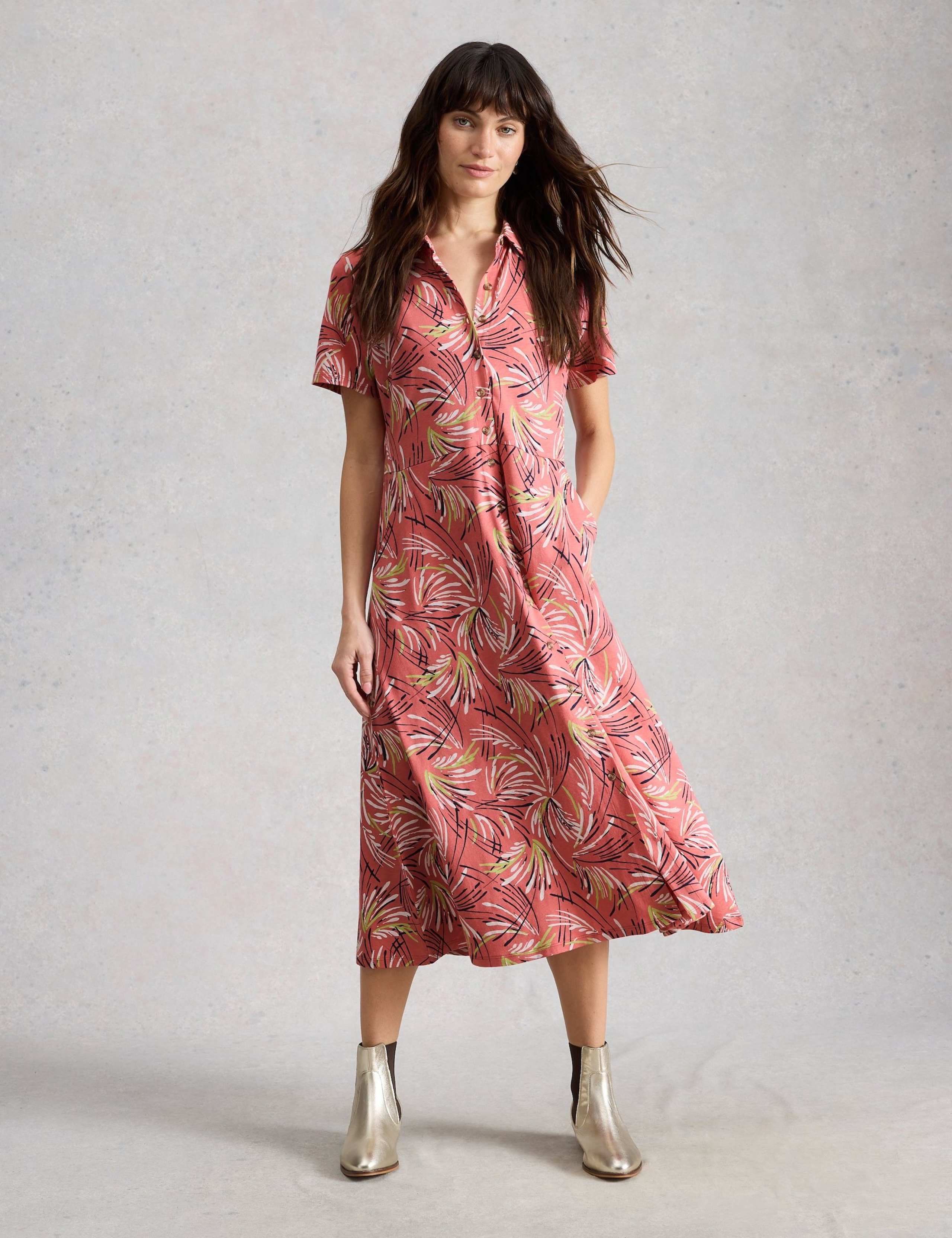 Jersey Printed Midi Shirt Dress
