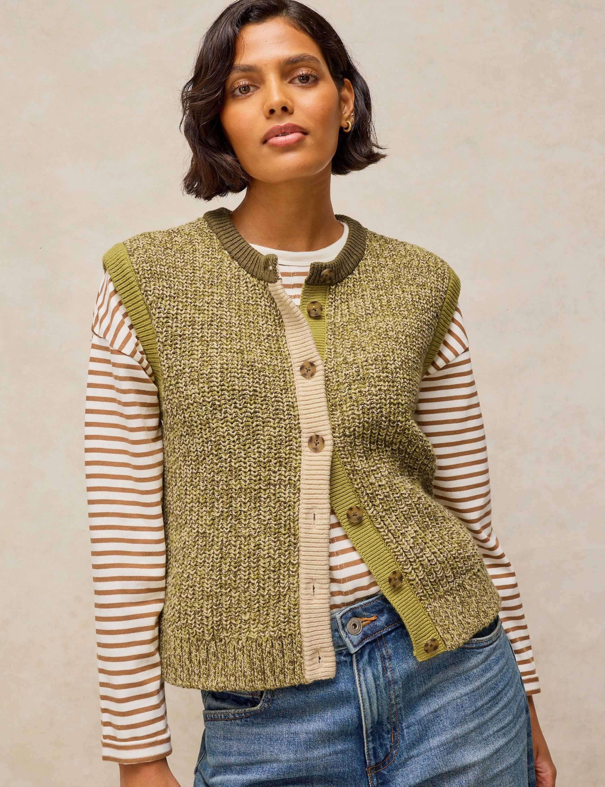 Cotton Rich Knitted Vest with Wool