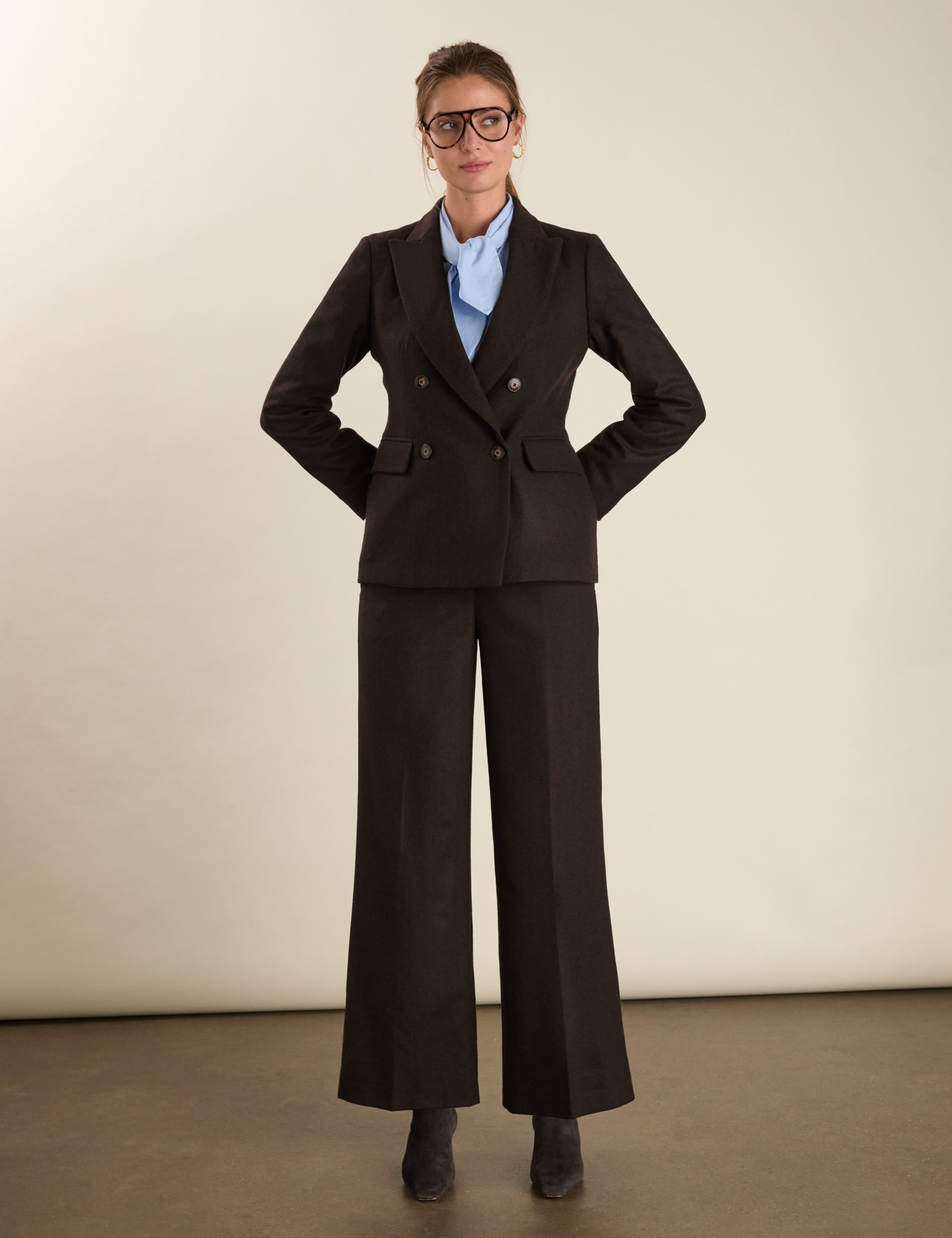 Wool Rich Wide Leg Trousers