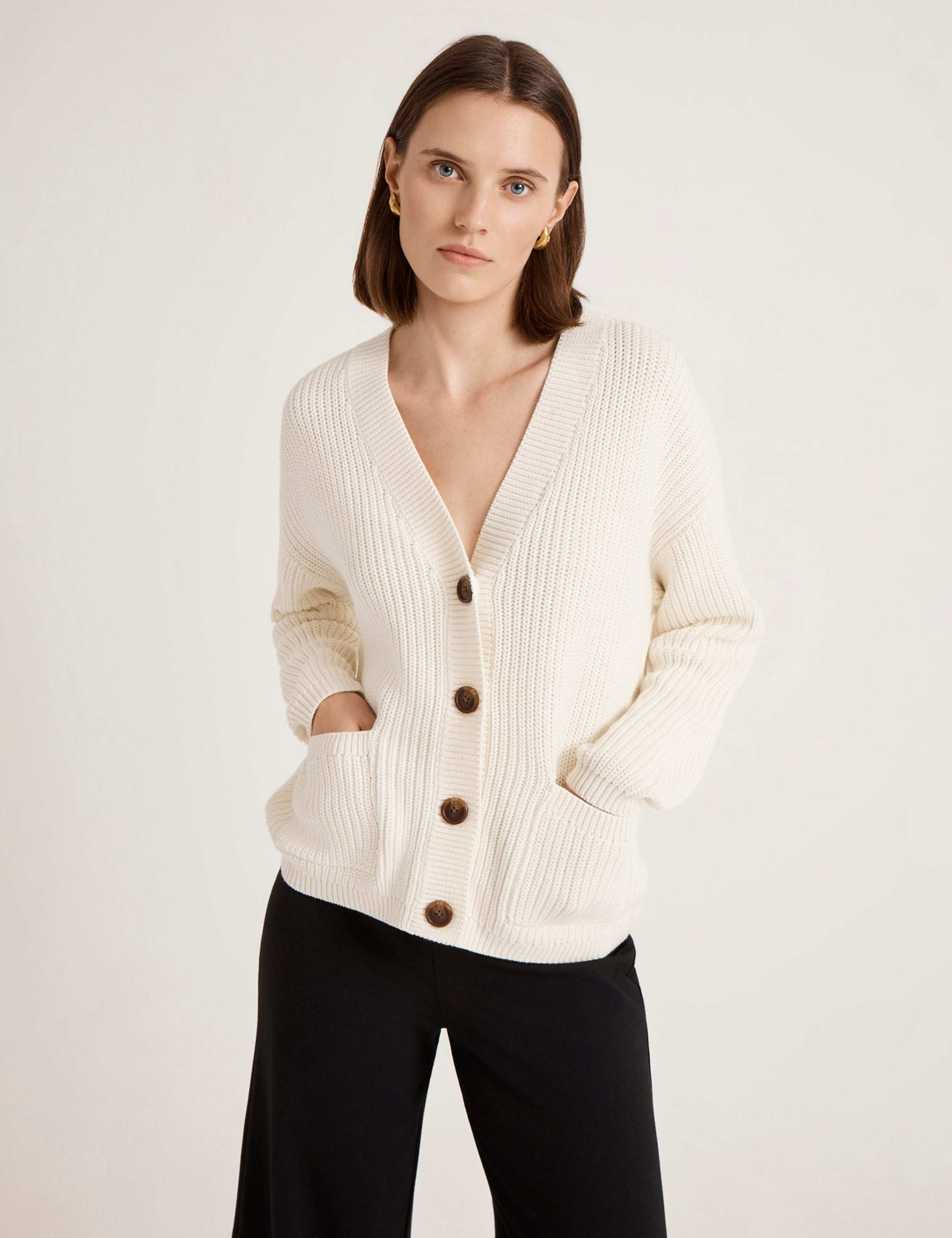 Pure Cotton V-Neck Button Front Cardigan