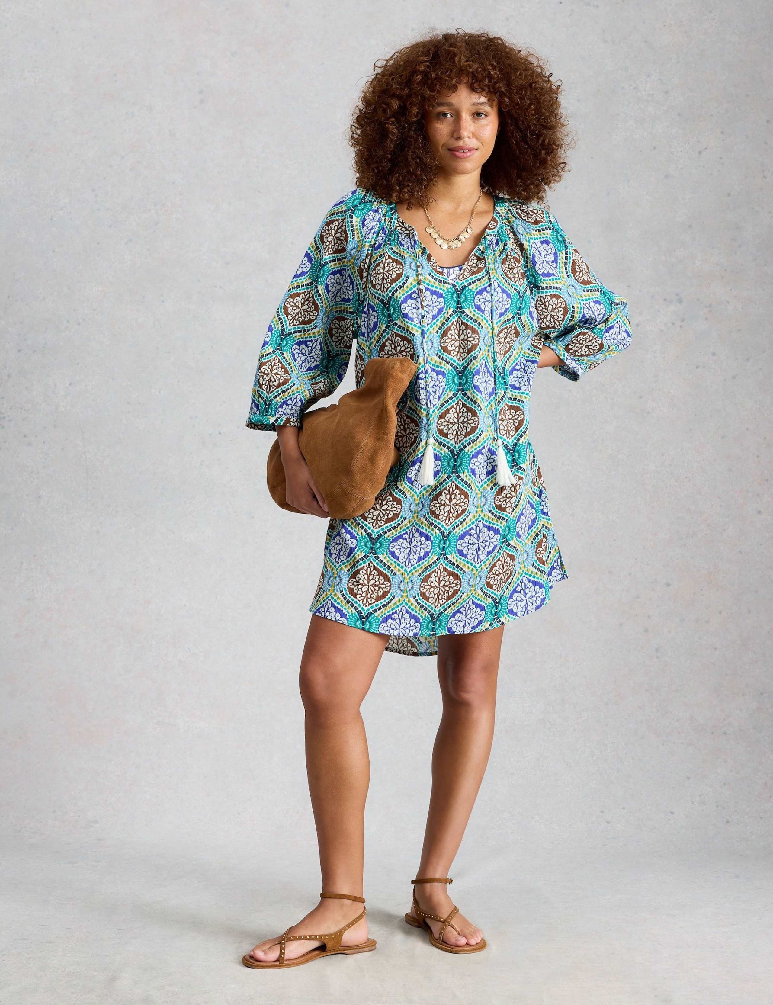 Pure Cotton Printed Mini Beach Dress