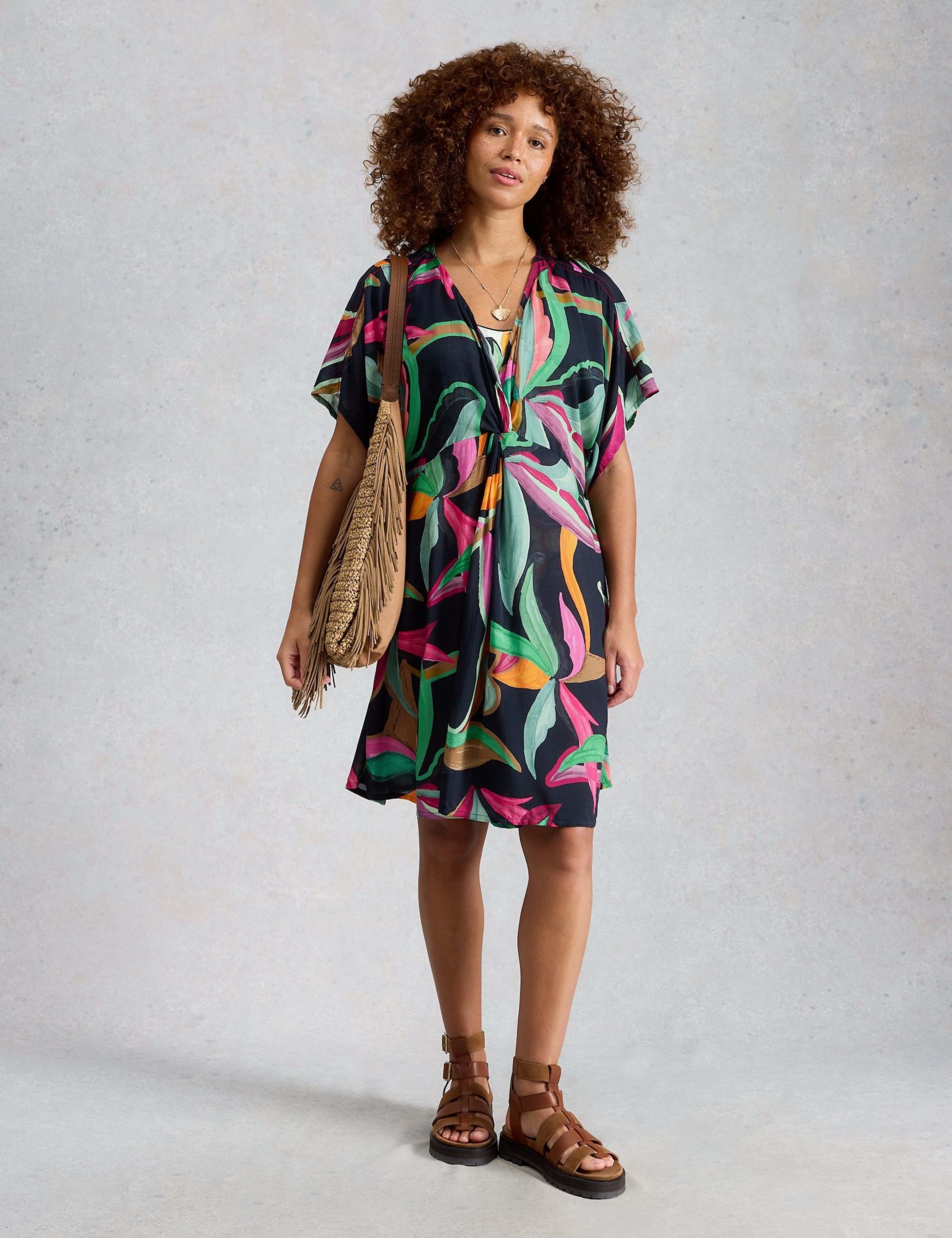 Printed Cover Up Mini Kimono Beach Dress