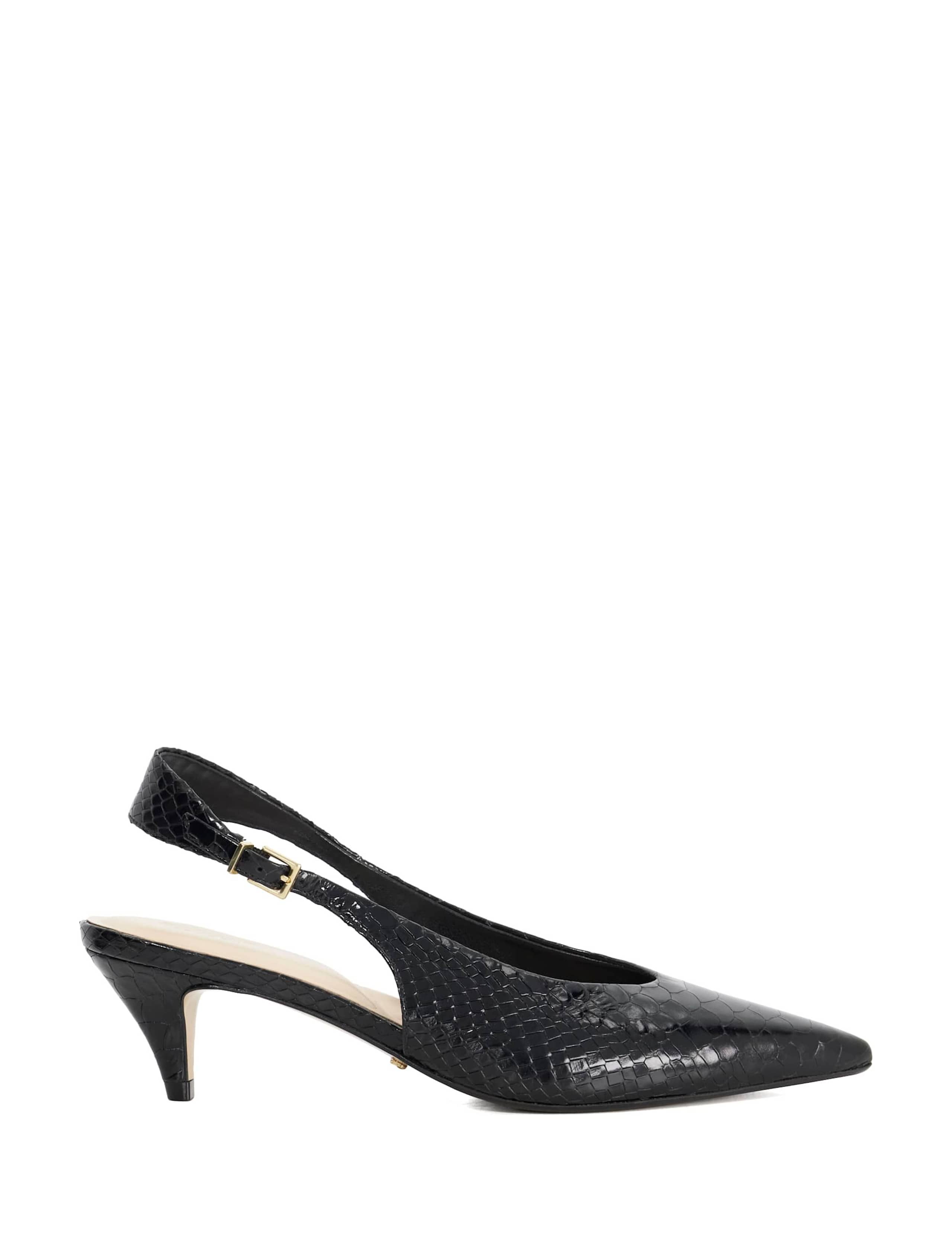 Leather Snakeskin Kitten Heel Slingback Shoes