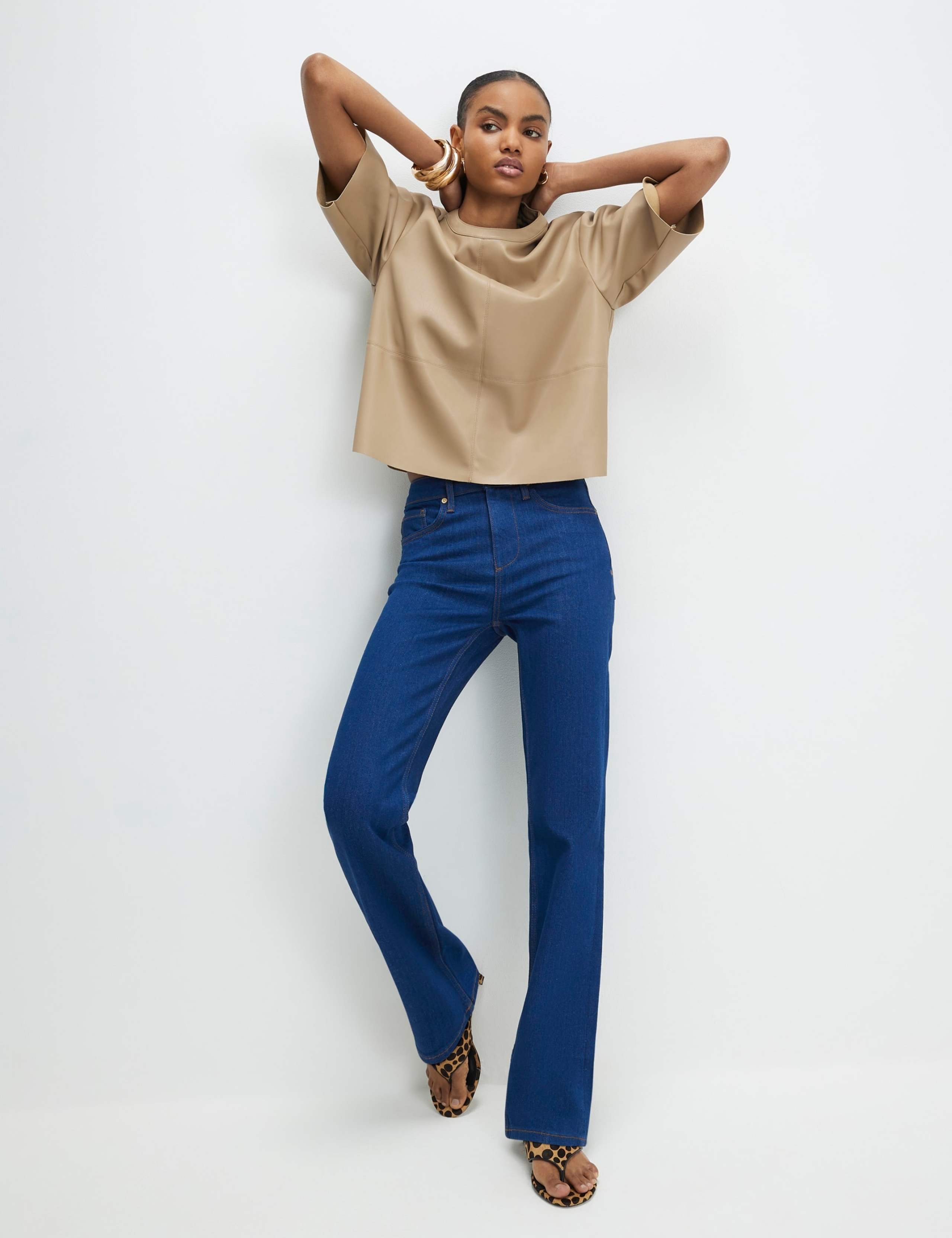 Stretch High Waisted Straight Leg Jeans