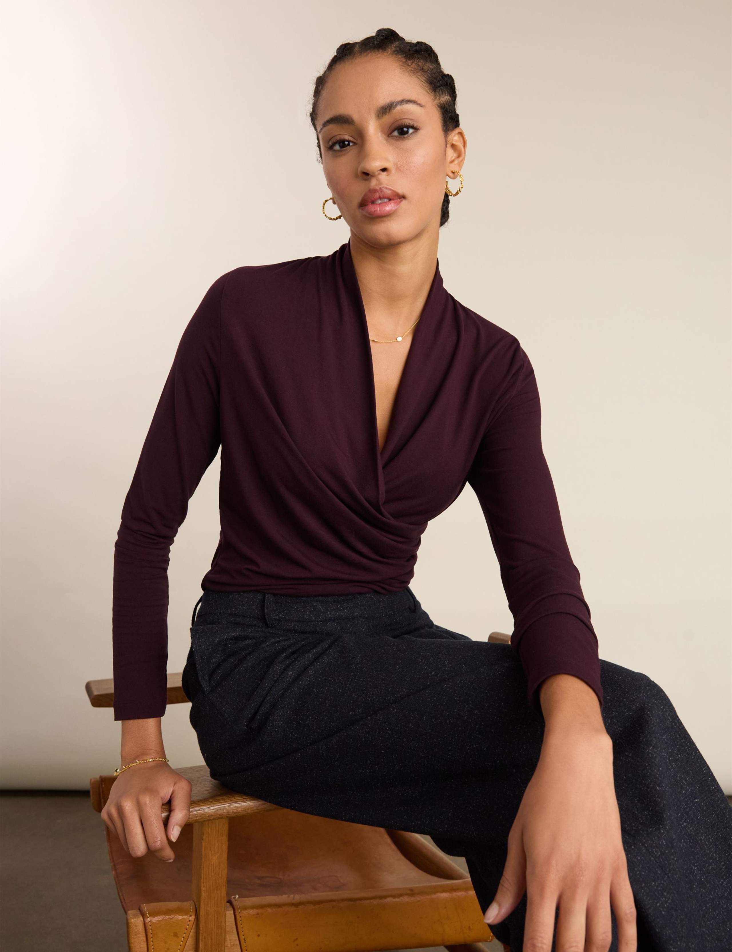 Jersey V-Neck Wrap Top