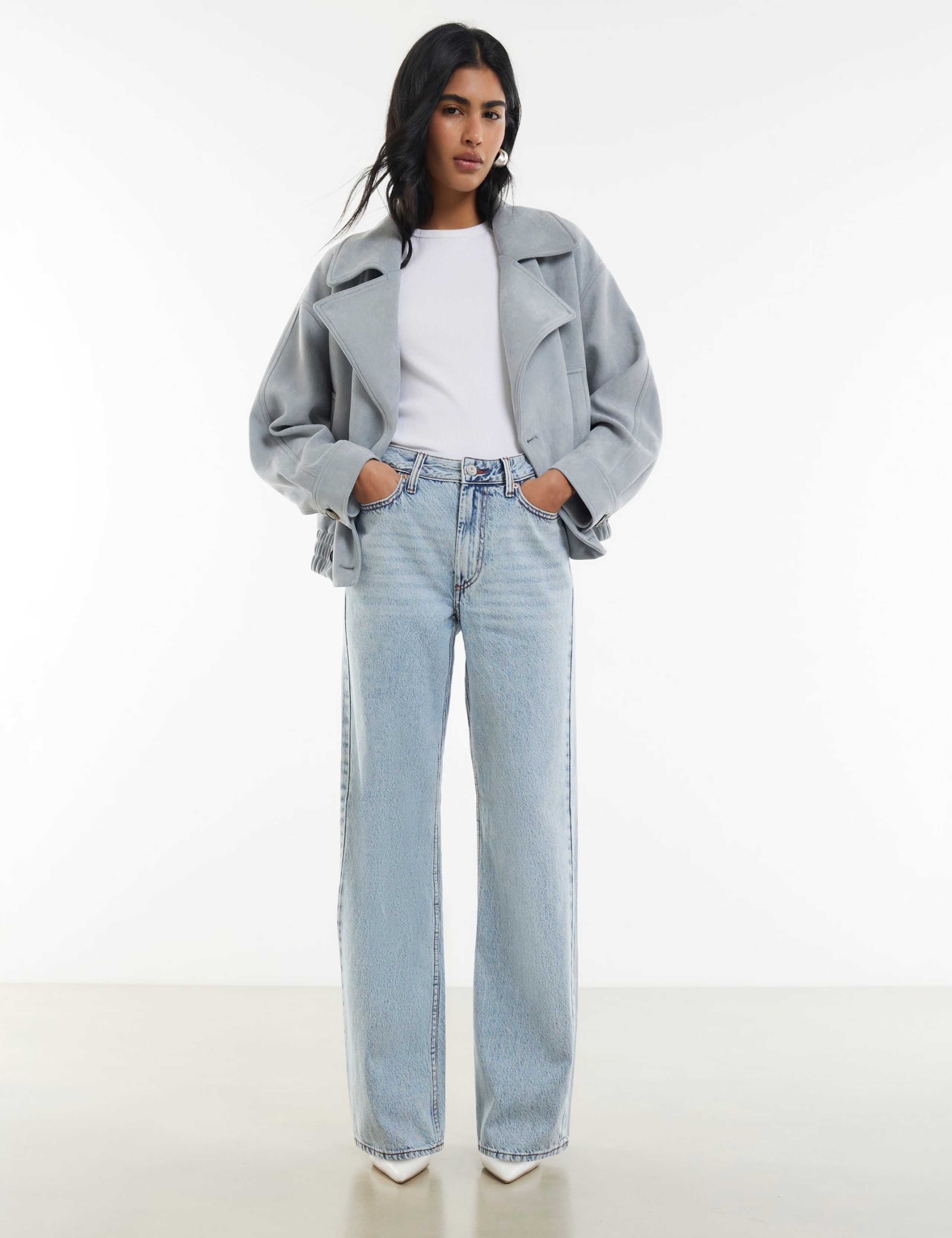 High Waisted Relaxed Straight Leg Jeans