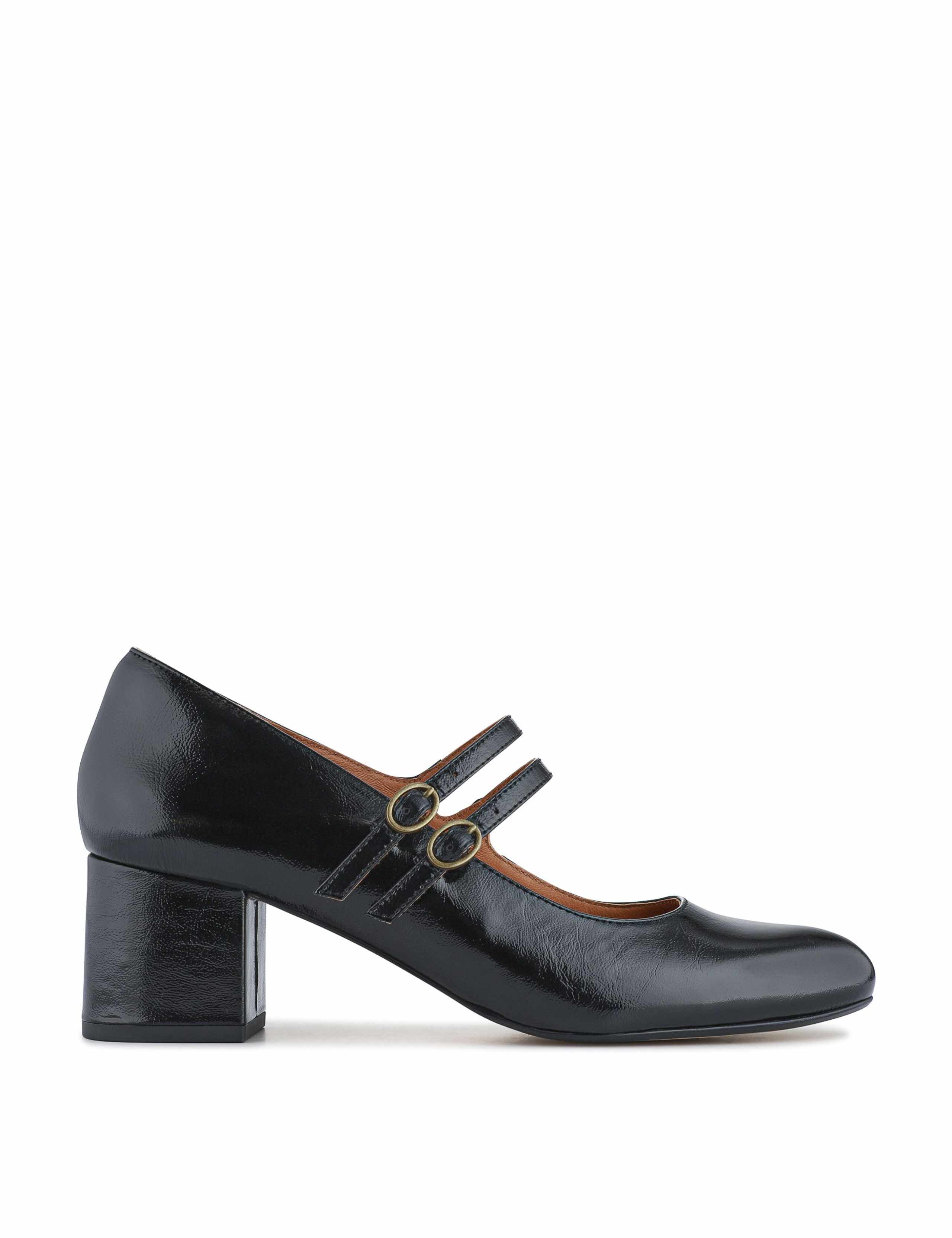 Wide Fit Patent Leather Double Strap Mary Janes