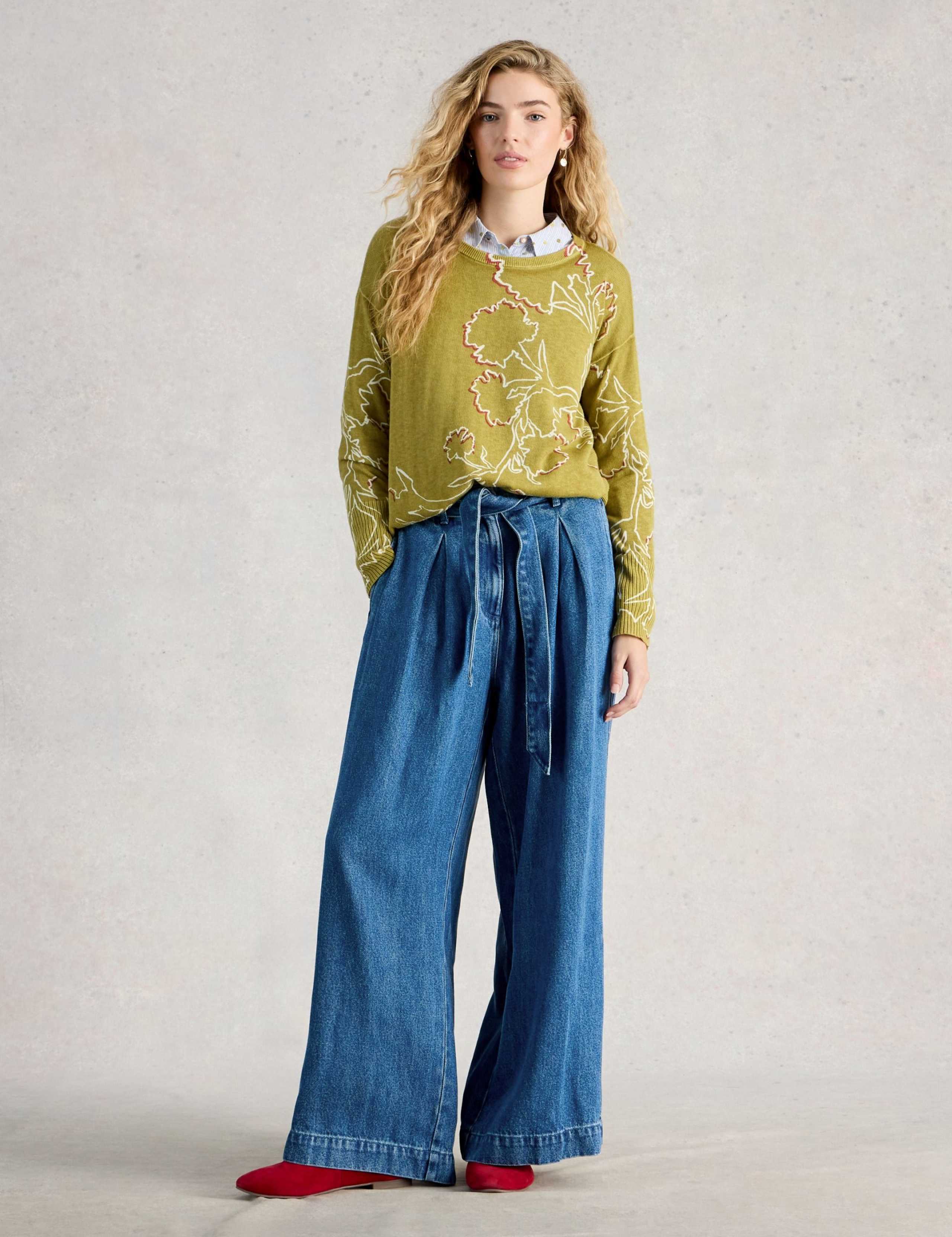 Cotton Rich Printed Round Neck Jumper