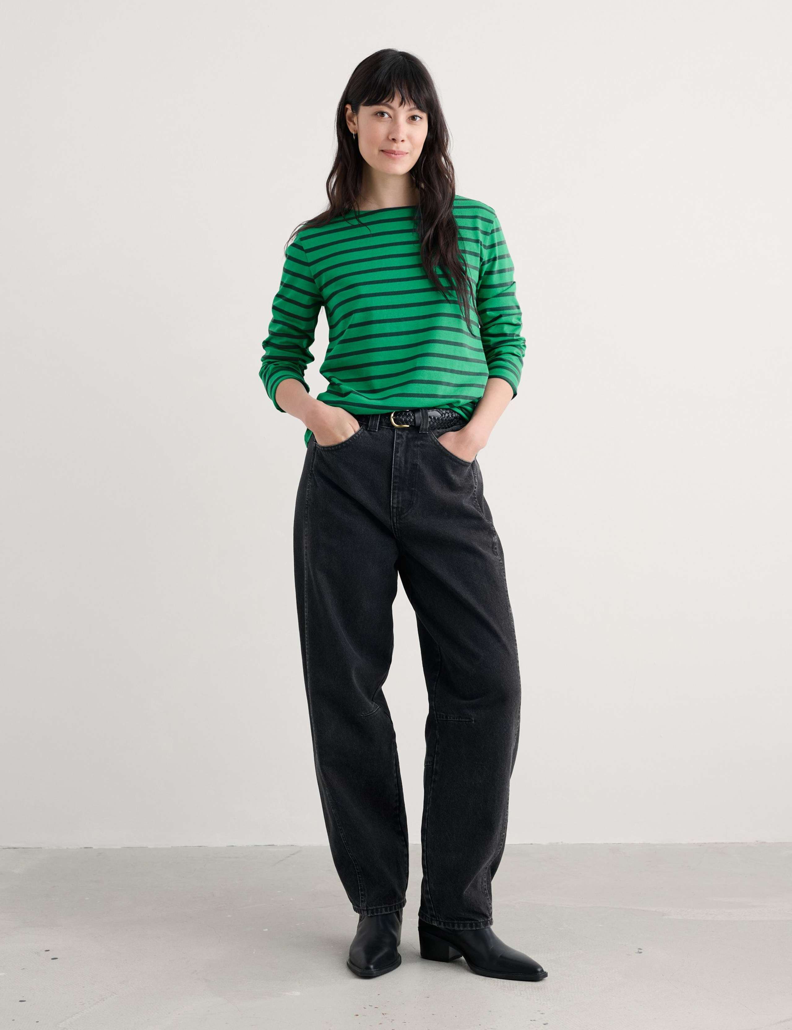 Slash Neck Striped Top