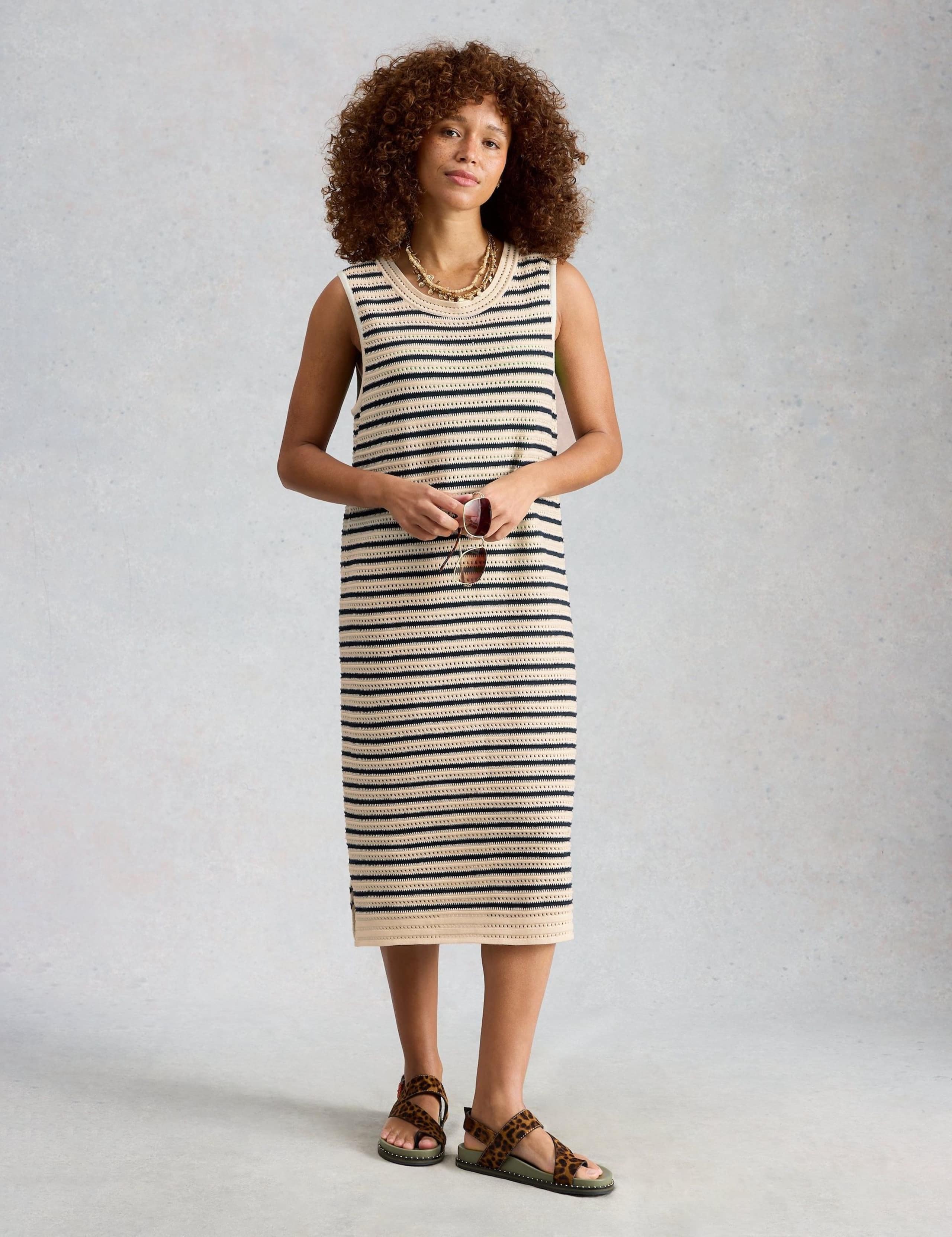 Pure Cotton Crochet Style Midi Beach Dress