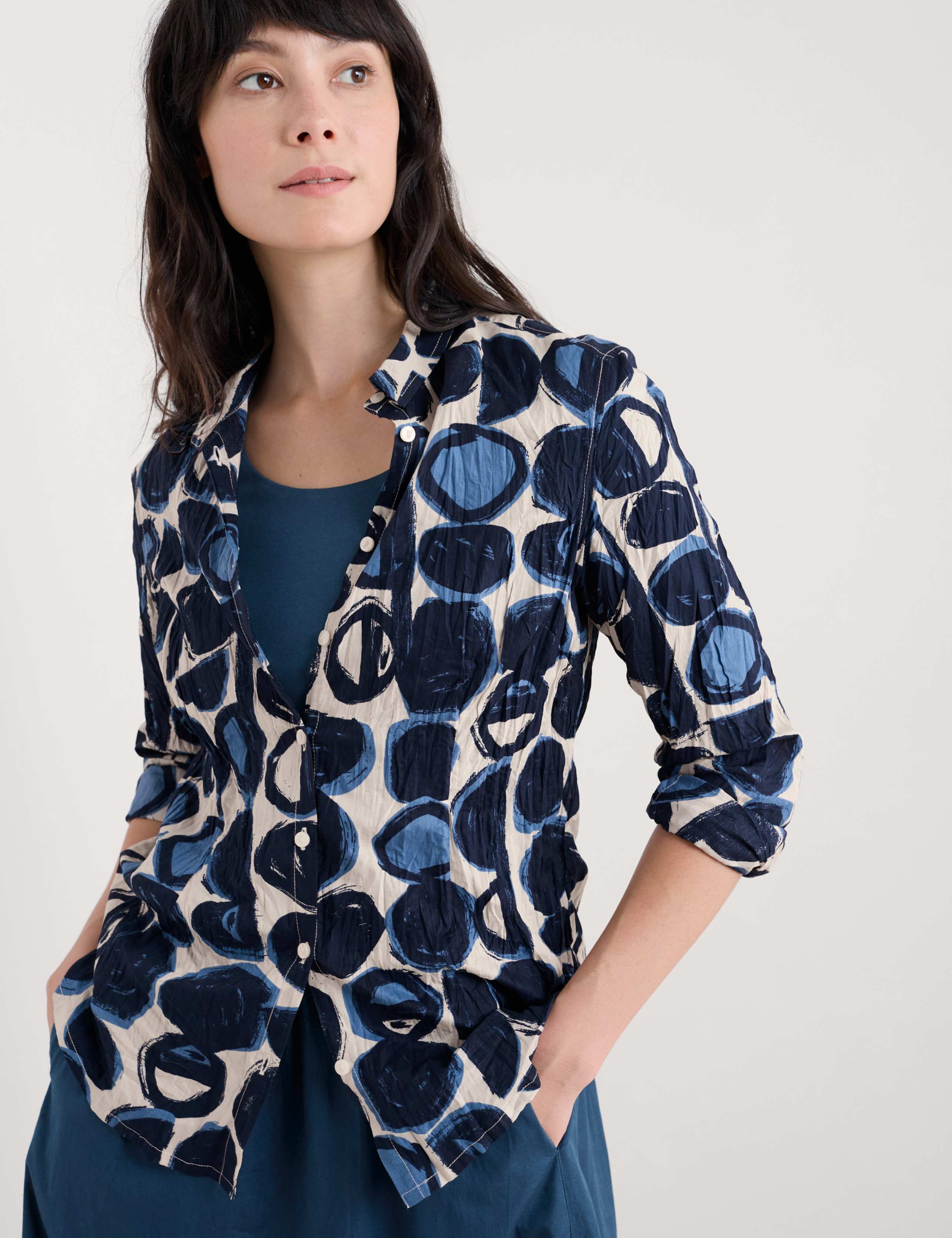 Pure Cotton Geometric Textured Shirt