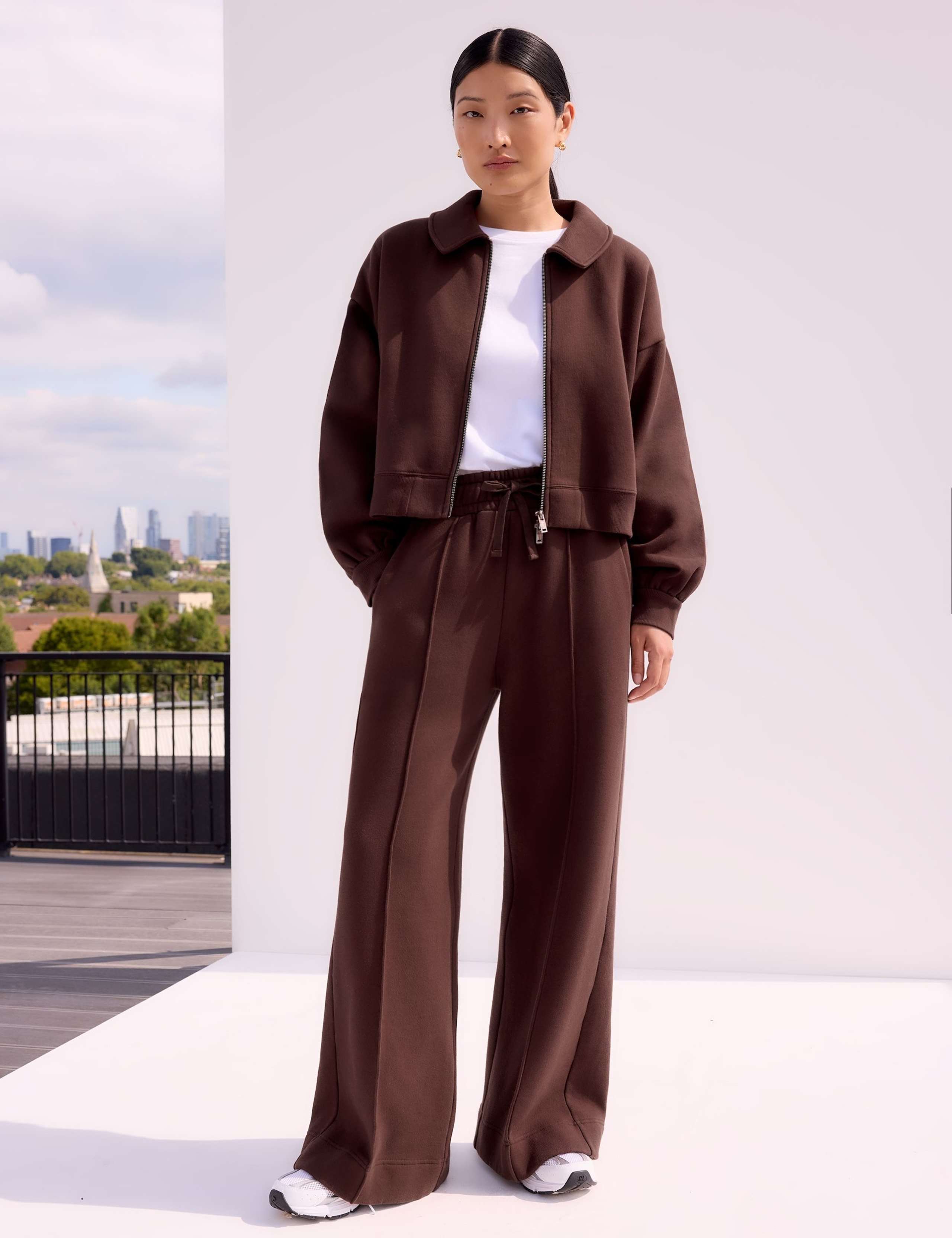 Cotton Rich Seam Detail Wide Leg Joggers